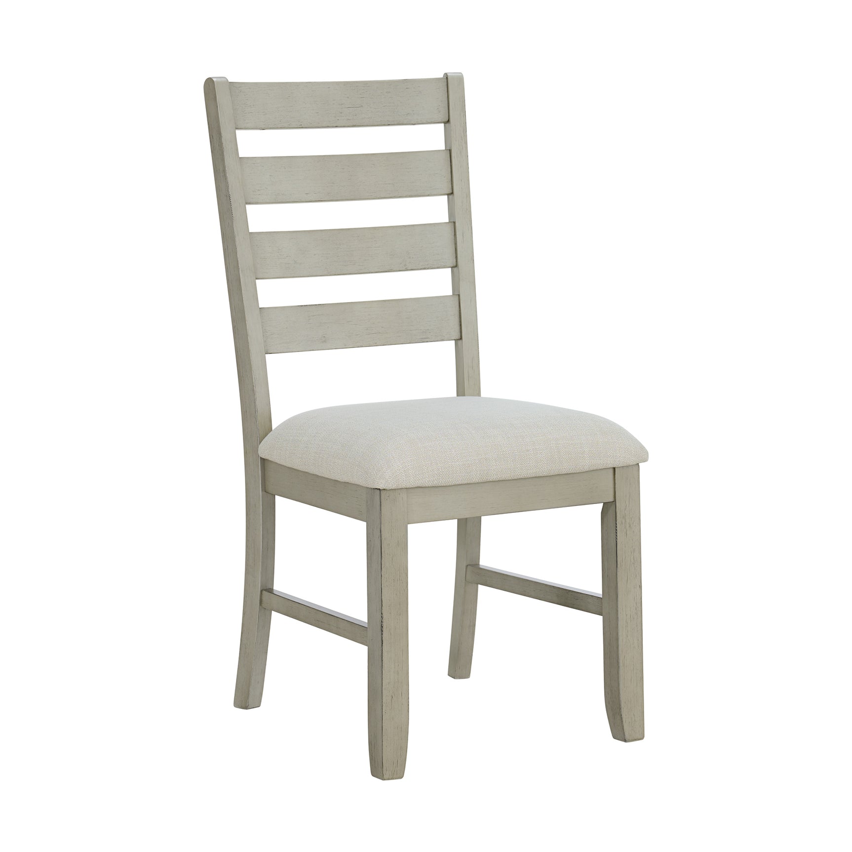Farmington Ladder Back Dining Side Chair with Light Beige Fabric in Washed Stone (2 Per Carton) - Tampa Furniture Outlet