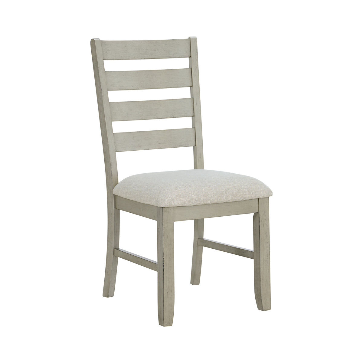 Farmington Ladder Back Dining Side Chair with Light Beige Fabric in Washed Stone (2 Per Carton)