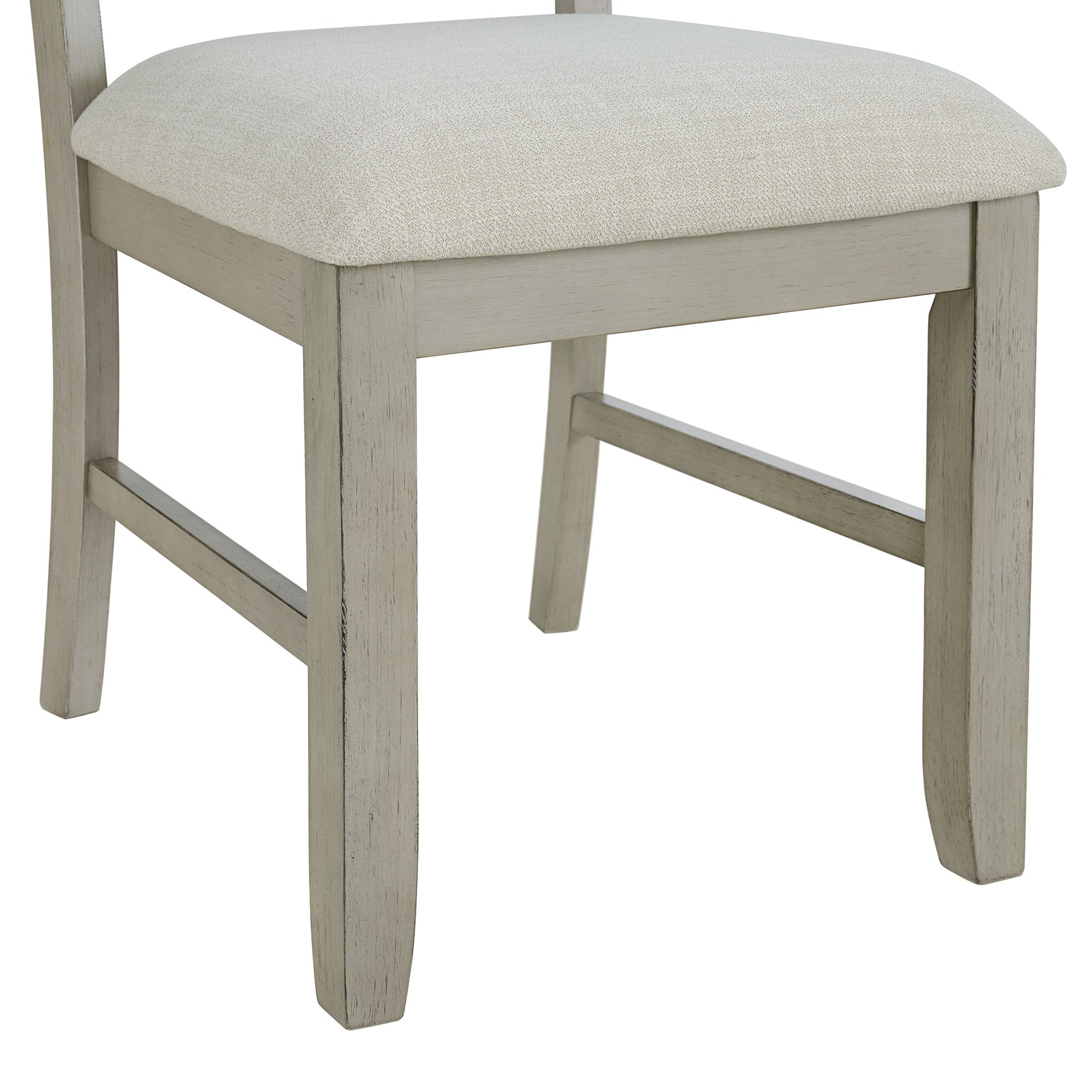 Farmington Ladder Back Dining Side Chair with Light Beige Fabric in Washed Stone (2 Per Carton) - Tampa Furniture Outlet