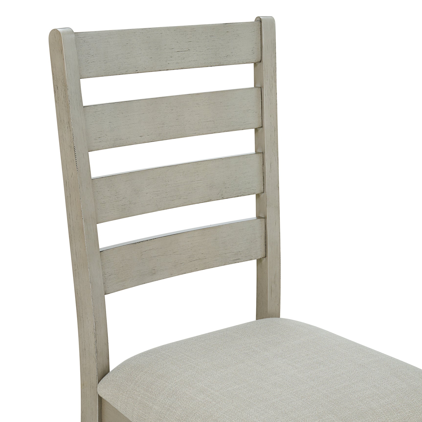 Farmington Ladder Back Dining Side Chair with Light Beige Fabric in Washed Stone (2 Per Carton) - Tampa Furniture Outlet