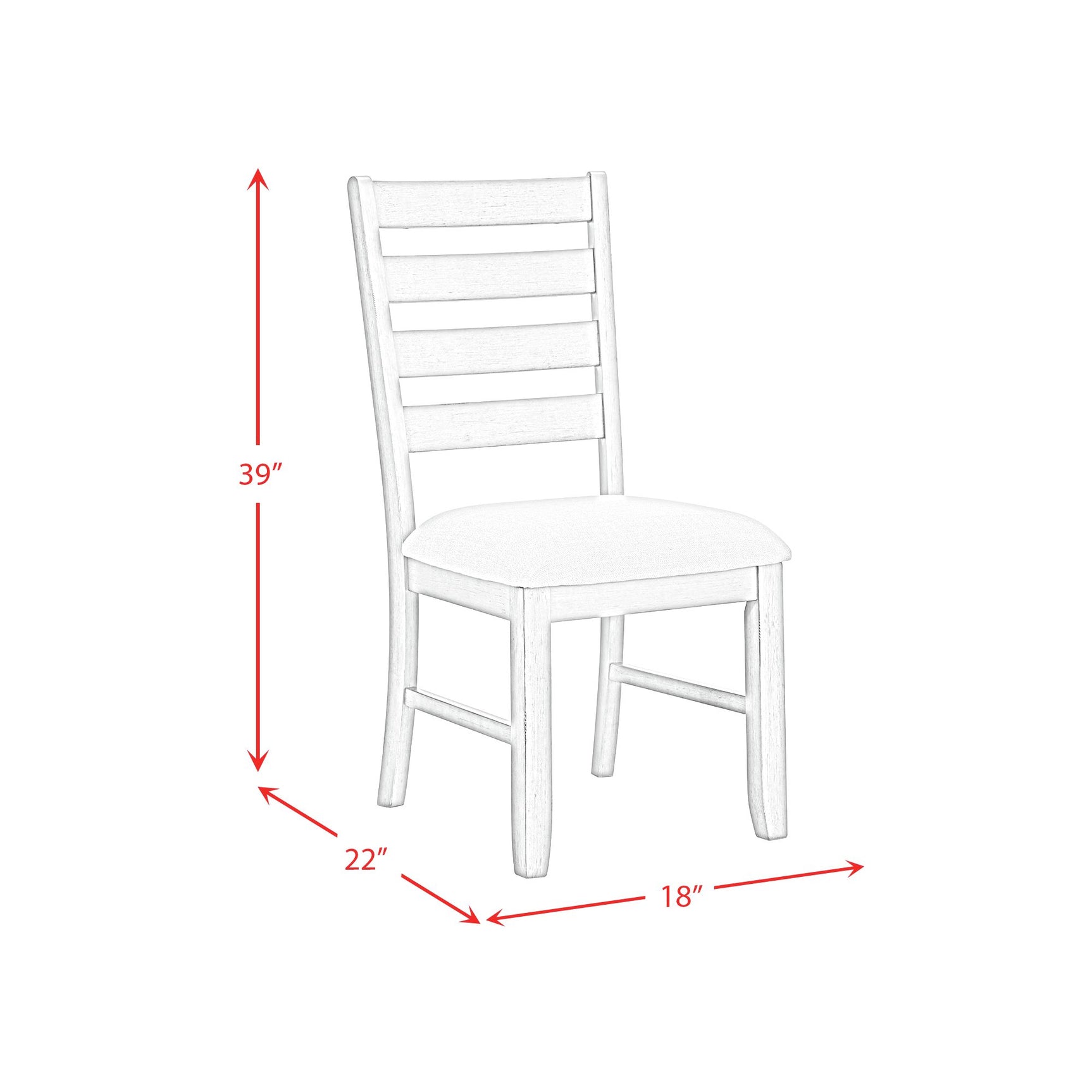 Farmington Ladder Back Dining Side Chair with Light Beige Fabric in Washed Stone (2 Per Carton) - Tampa Furniture Outlet