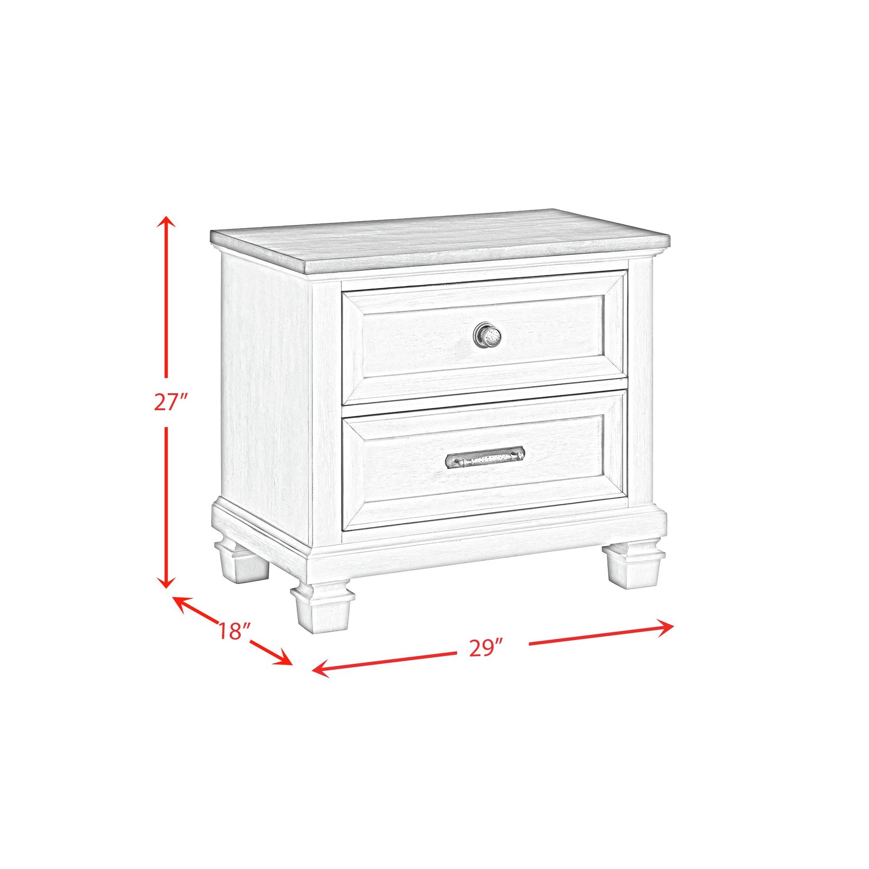 Farmington 2-Drawer Nightstand with USB in Medium Brown and Washed Stone