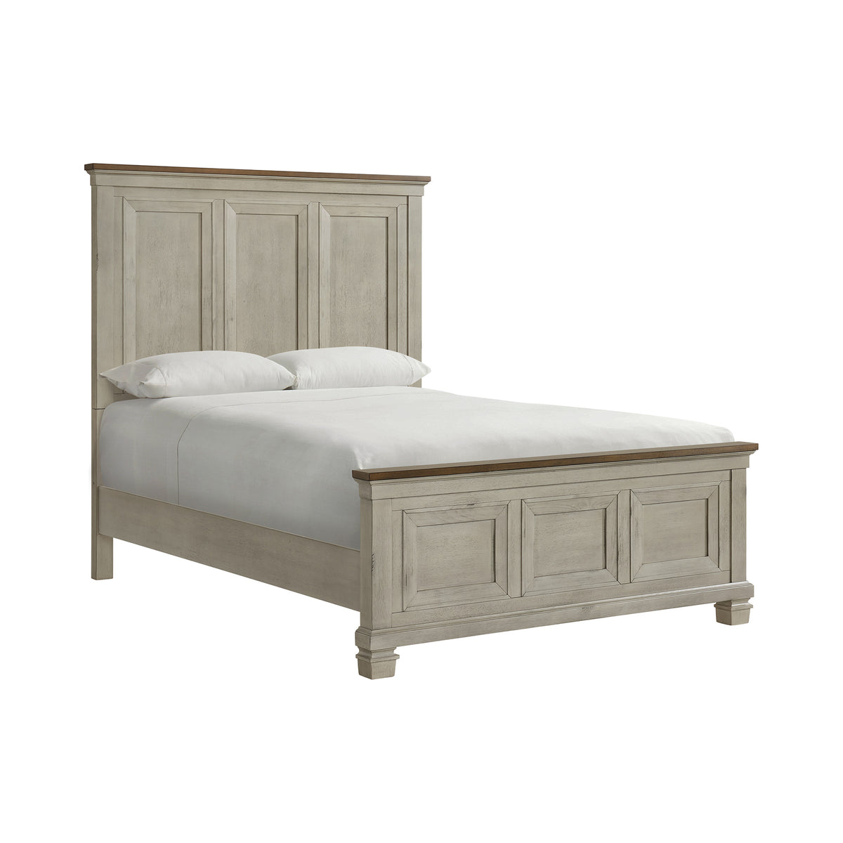 Farmington Queen Panel Bed in Medium Brown and Washed Stone