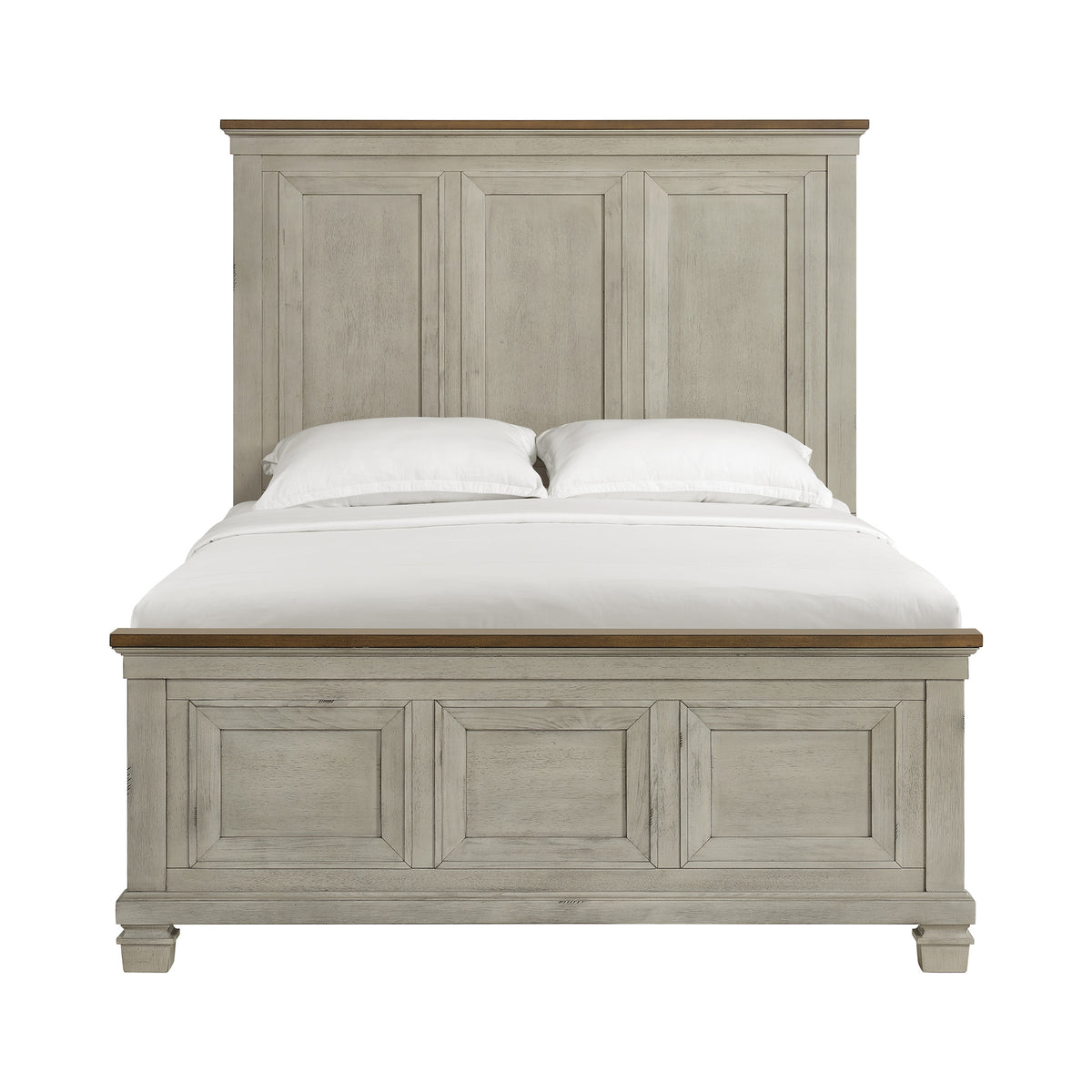 Farmington Queen Panel Bed in Medium Brown and Washed Stone