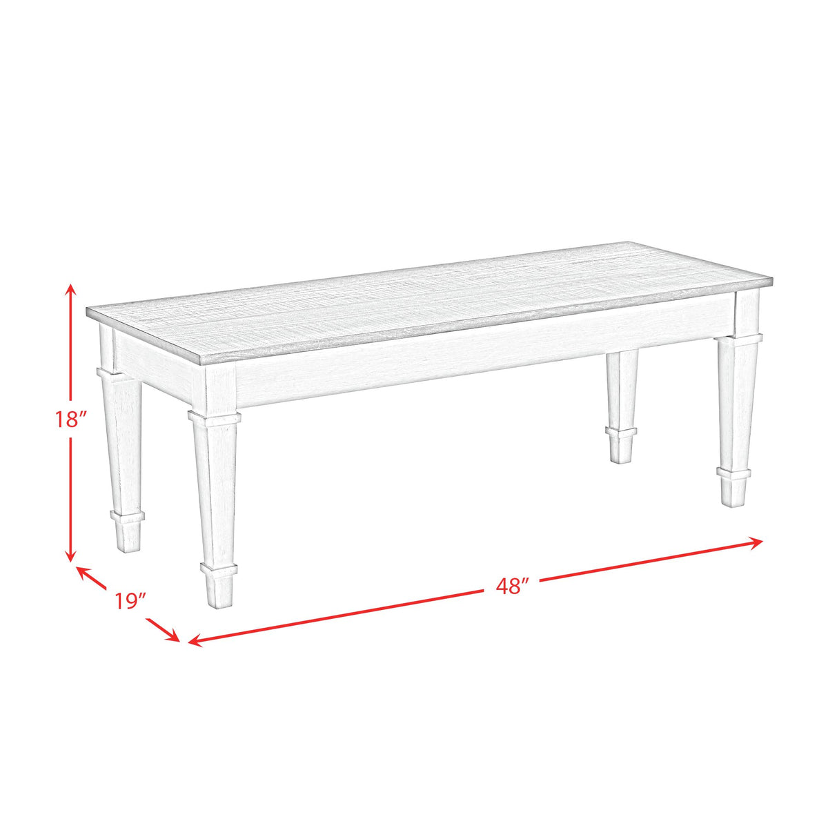 Farmington Storage Dining Bench in Medium Brown and Washed Stone