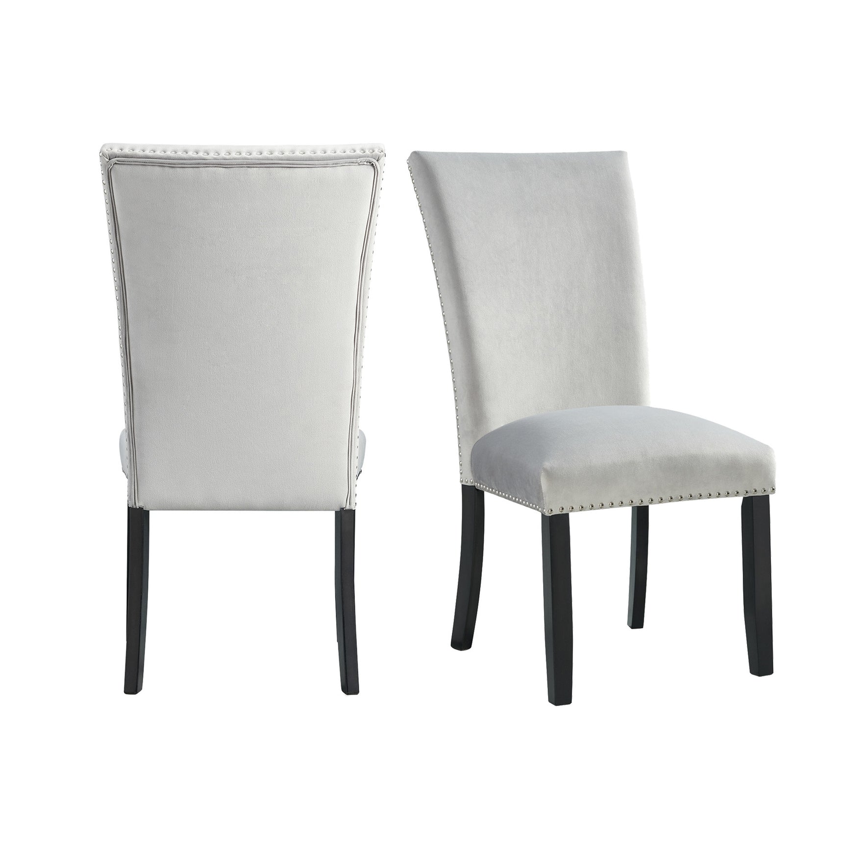 Francesca Rectangular Dining Grey Velvet Side Chair W/ Nailhead Trim (2 Per Pack)