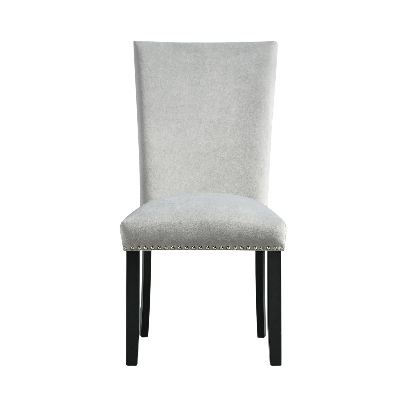 Francesca Rectangular Dining Grey Velvet Side Chair W/ Nailhead Trim (2 Per Pack)