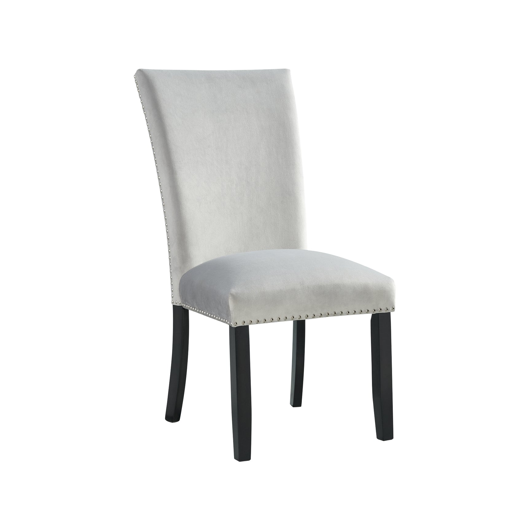 Francesca Rectangular Dining Grey Velvet Side Chair W/ Nailhead Trim (2 Per Pack) - Tampa Furniture Outlet
