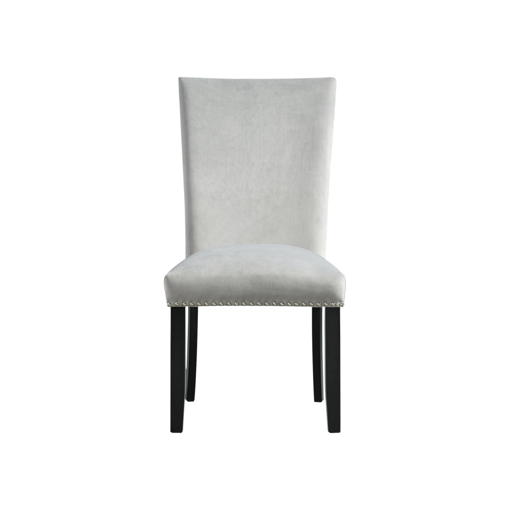 Francesca Rectangular Dining Grey Velvet Side Chair W/ Nailhead Trim (2 Per Pack) - Tampa Furniture Outlet