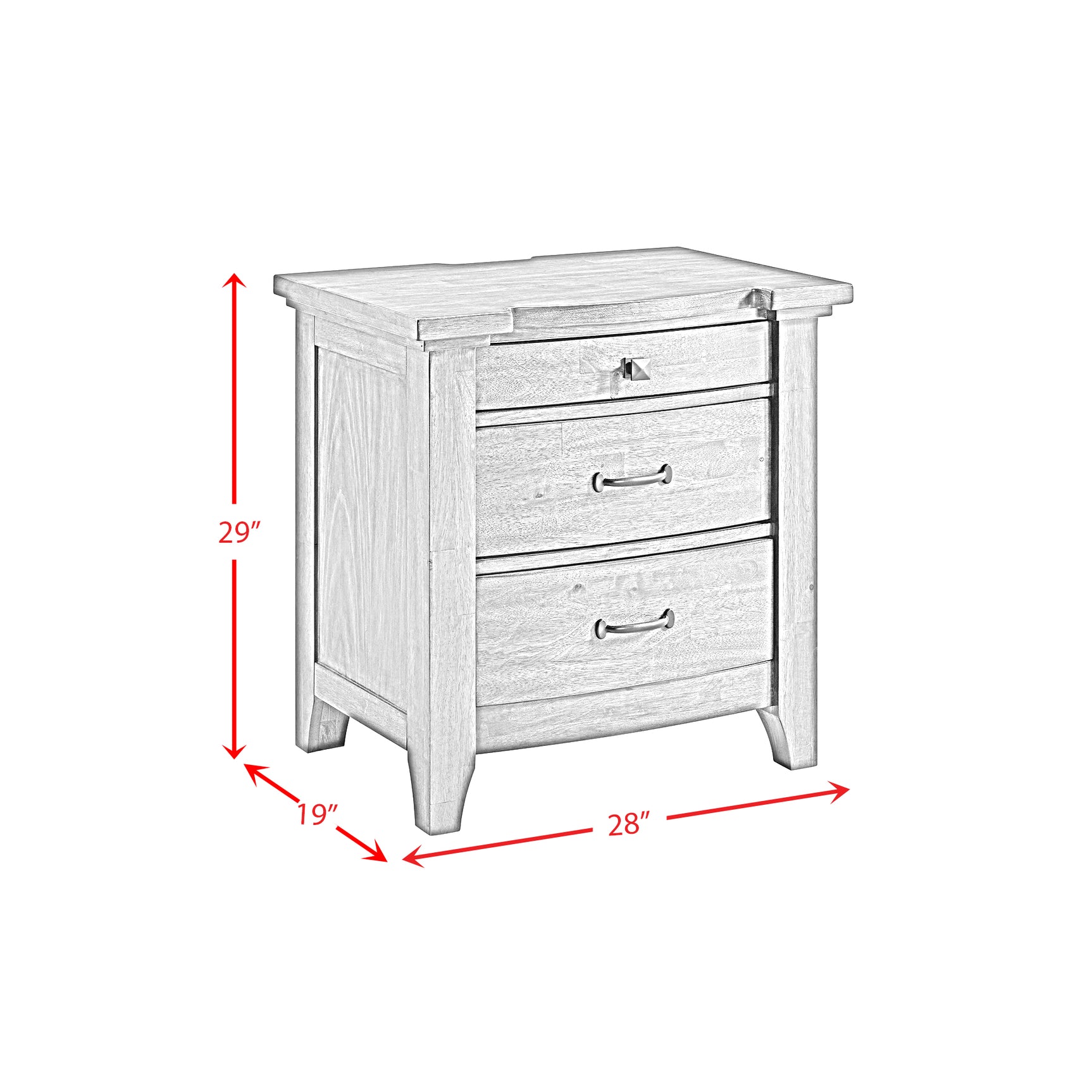 Gage 3-Drawer Nightstand with USB and Power in Chestnut