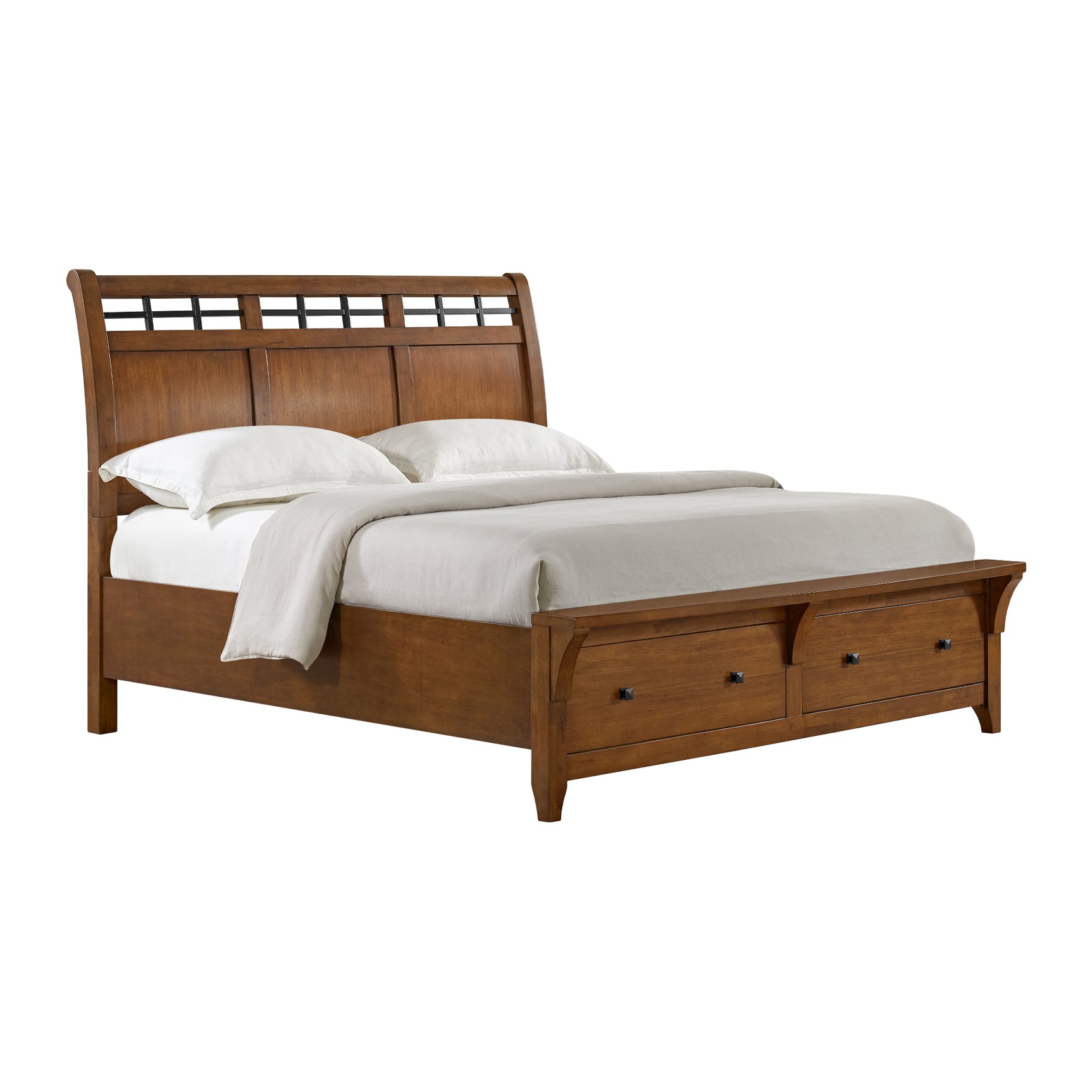 Gage King Sleigh Storage Bed in Chestnut - Tampa Furniture Outlet