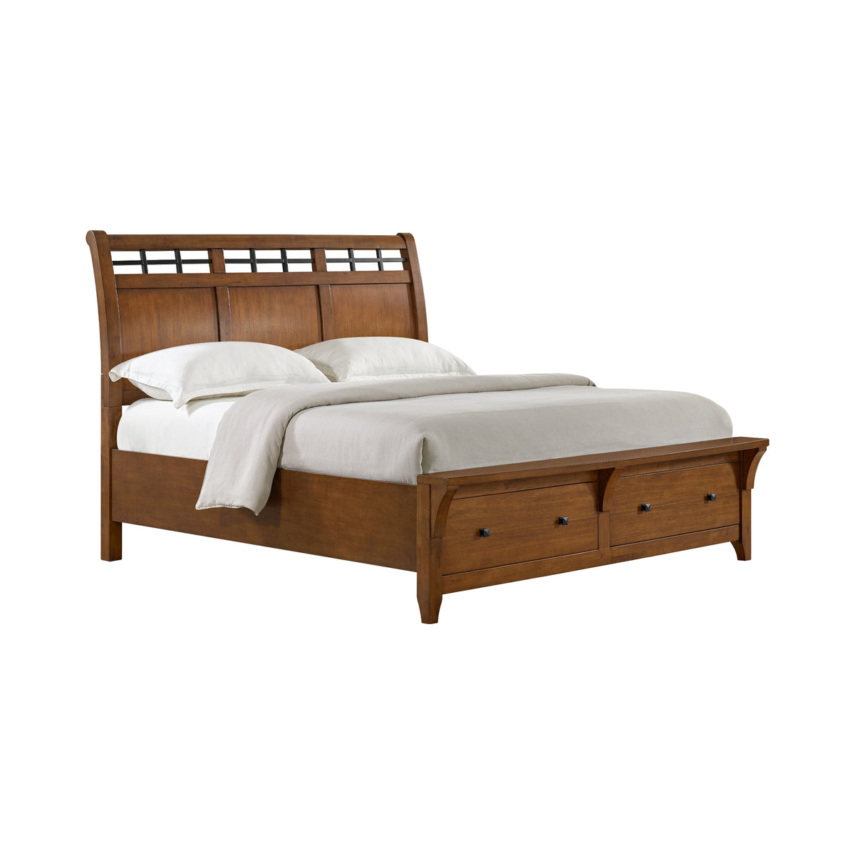 Gage King Sleigh Storage Bed in Chestnut