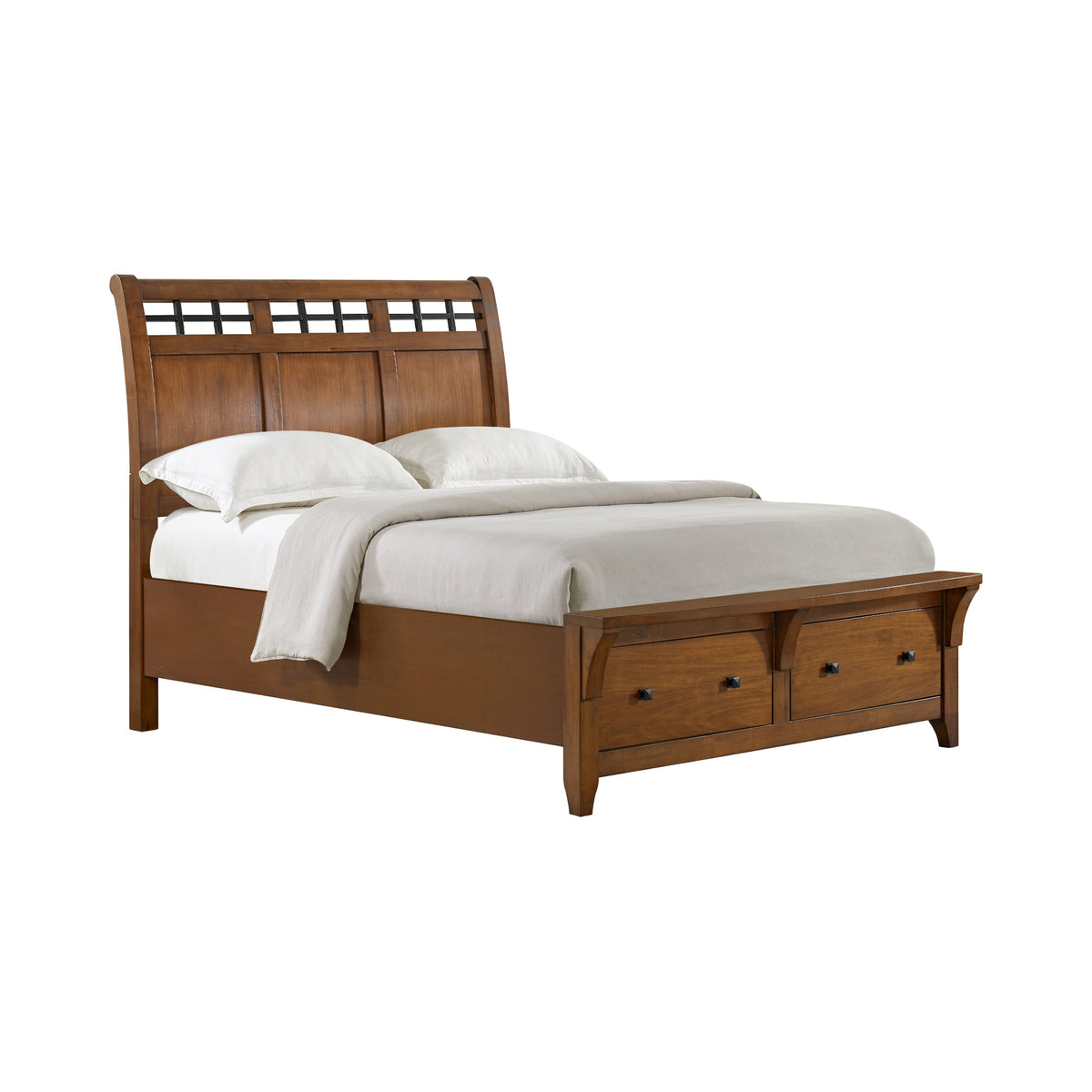 Gage Queen Sleigh Storage Bed in Chestnut