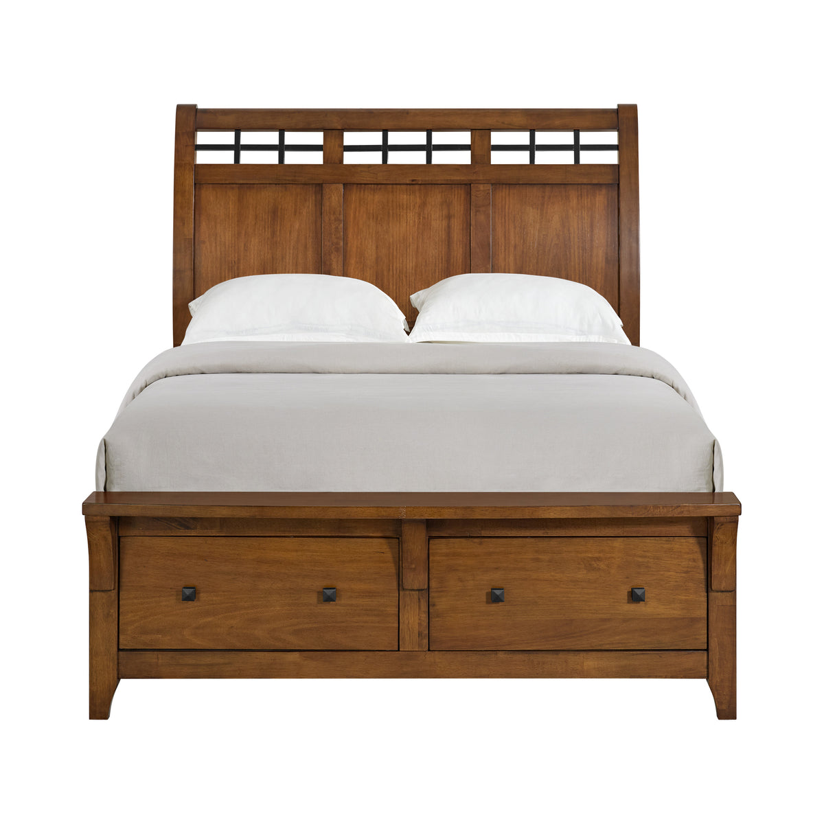 Gage Queen Sleigh Storage Bed in Chestnut