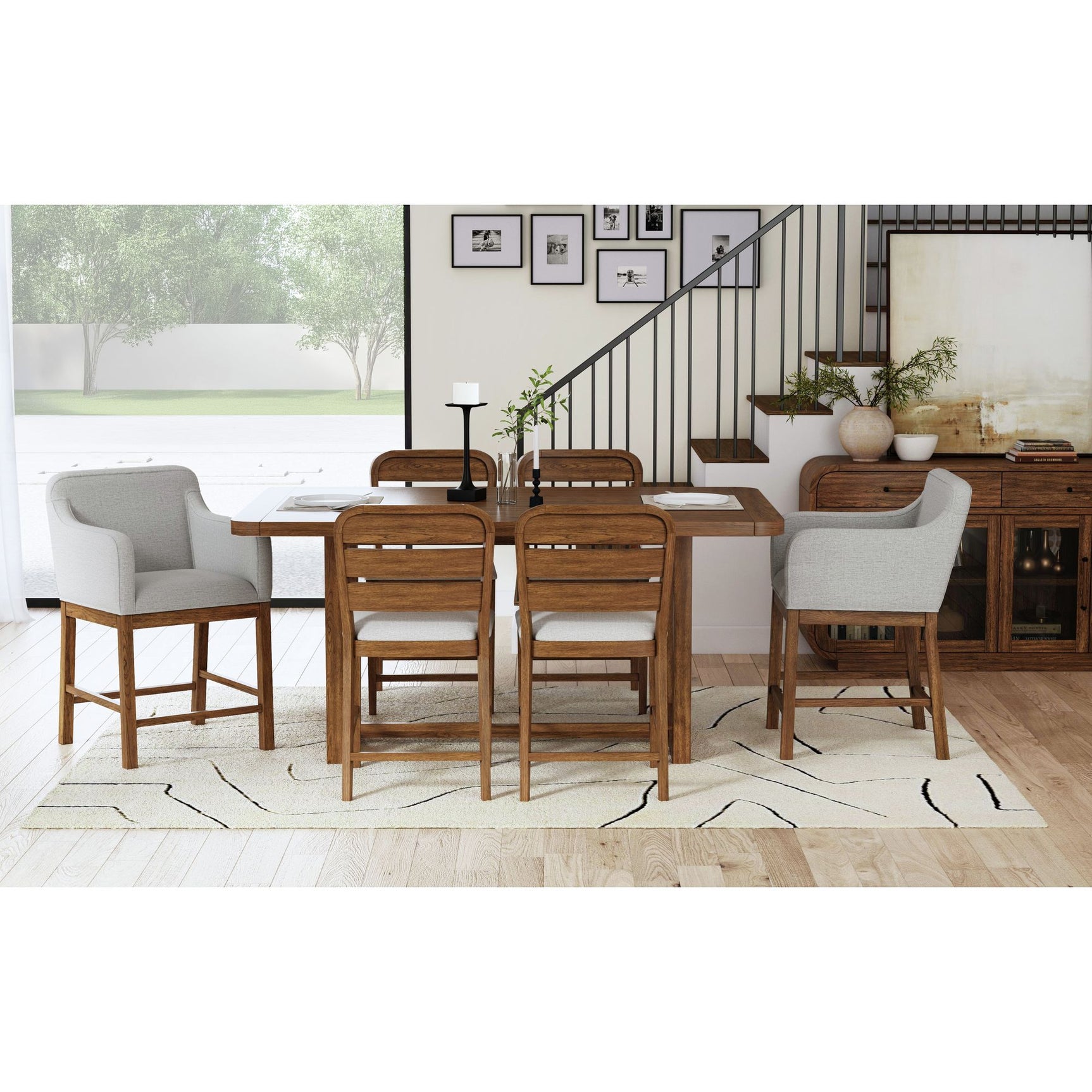 Glinda Counter Chair with Light Grey Fabric in Brown (2 Per Carton) - Tampa Furniture Outlet
