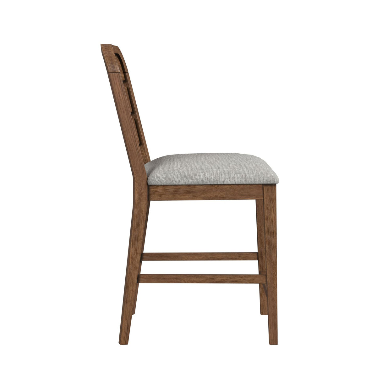 Glinda Counter Chair with Light Grey Fabric in Brown (2 Per Carton)