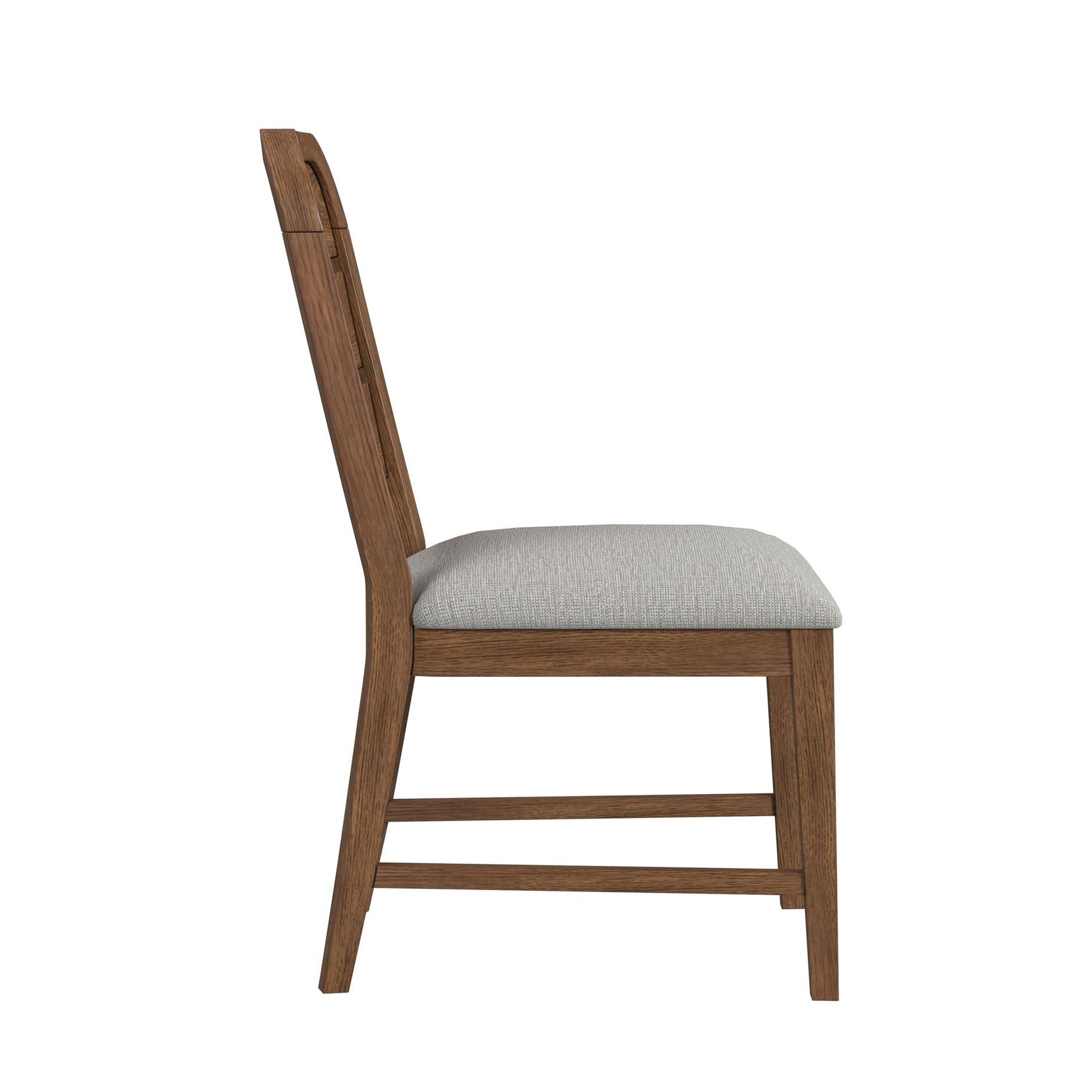 Glinda Dining Side Chair with Light Grey Fabric in Brown (2 Per Carton)