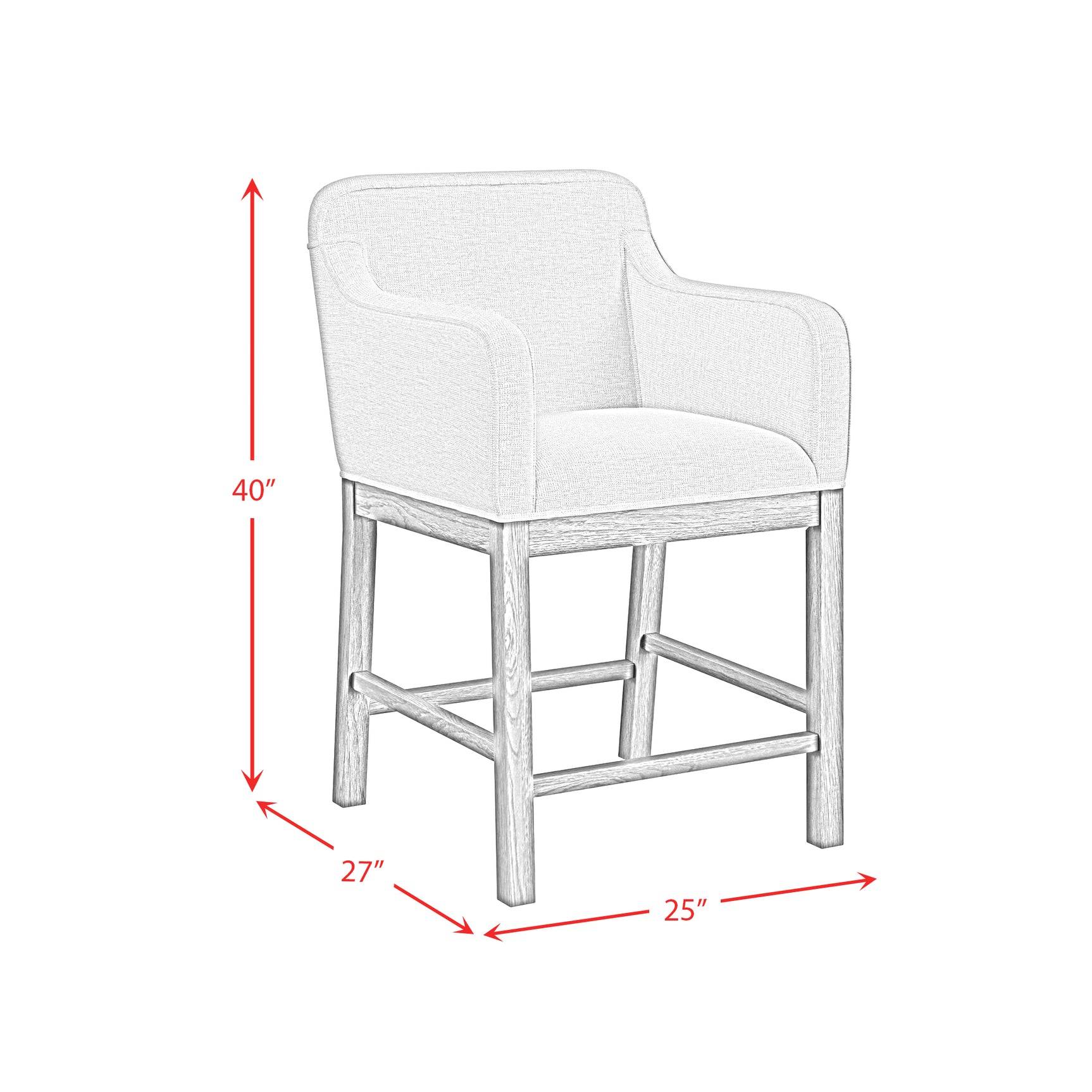 Glinda UPH Counter Chair with Light Grey Fabric in Brown (2 Per Carton)