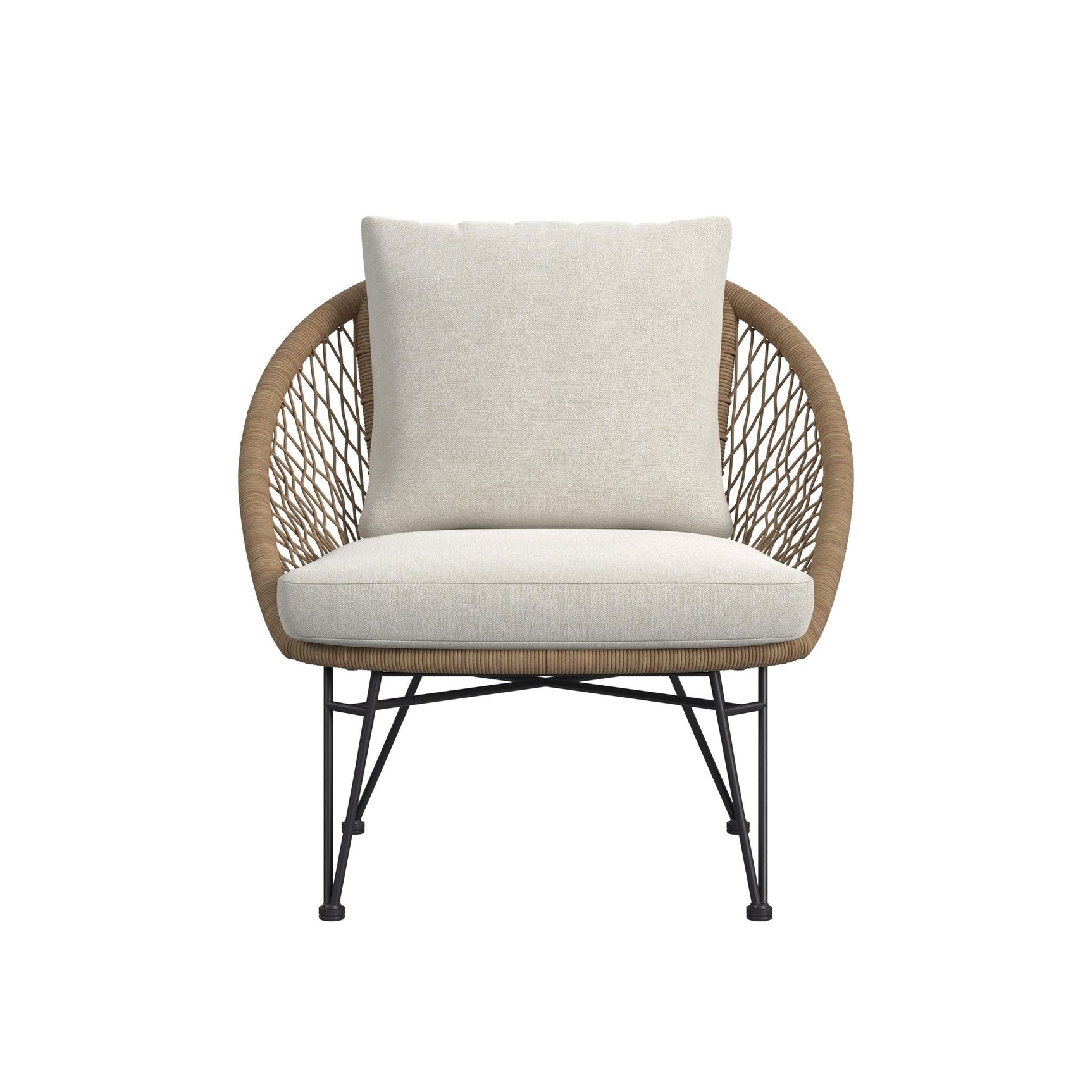 Grace Outdoor Seating 4PC Set - Black, Natural and Olefin Beige - Tampa Furniture Outlet
