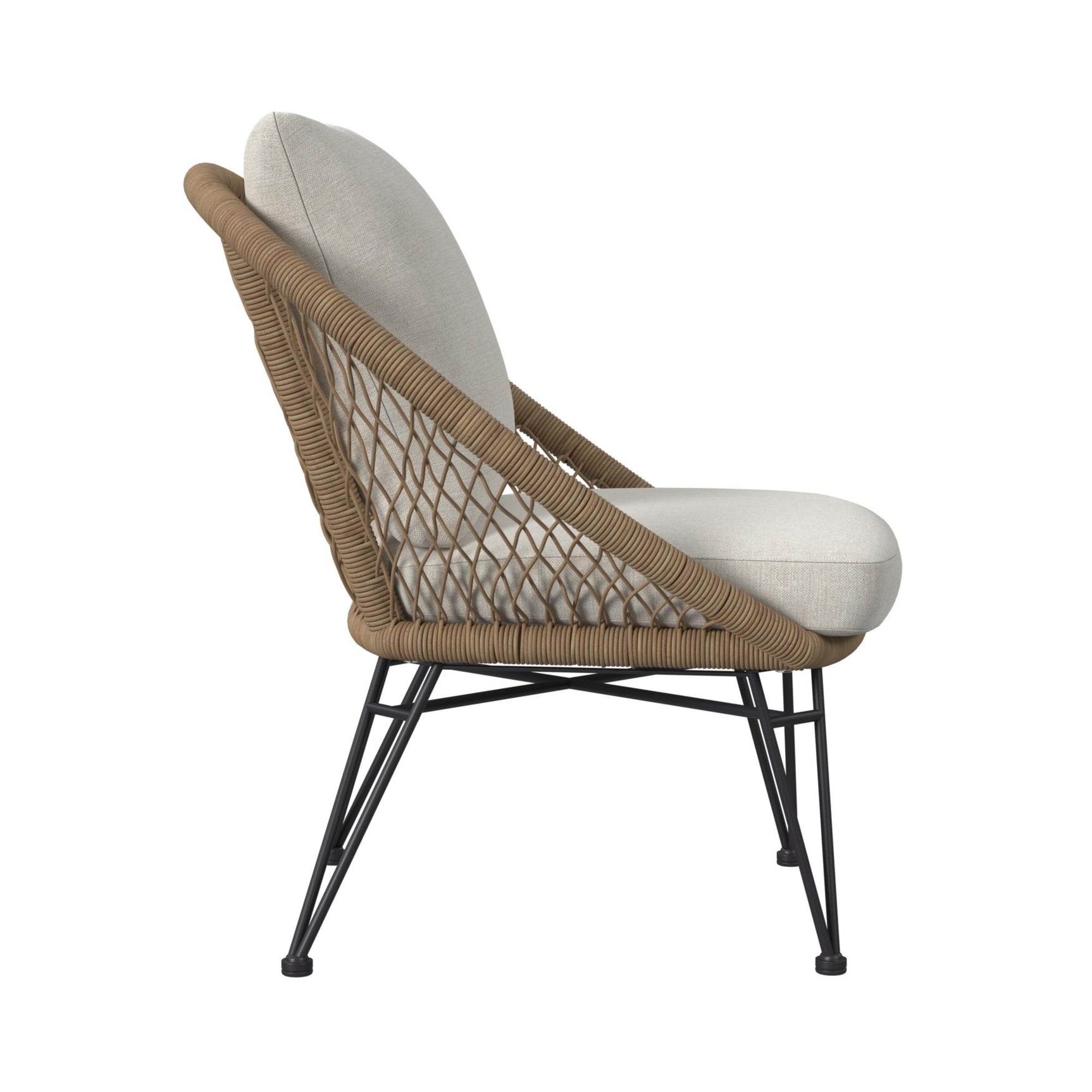 Grace Outdoor Seating 4PC Set - Black, Natural and Olefin Beige - Tampa Furniture Outlet