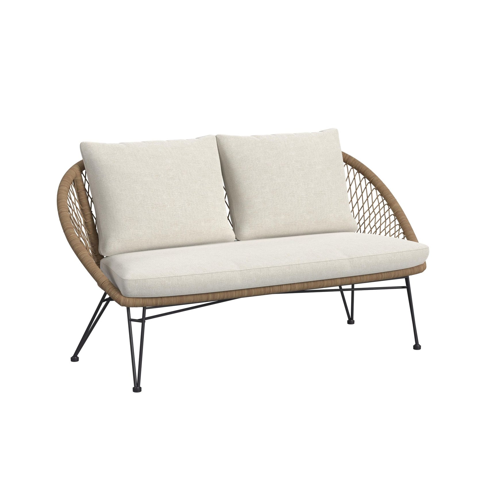 Grace Outdoor Seating 4PC Set - Black, Natural and Olefin Beige - Tampa Furniture Outlet