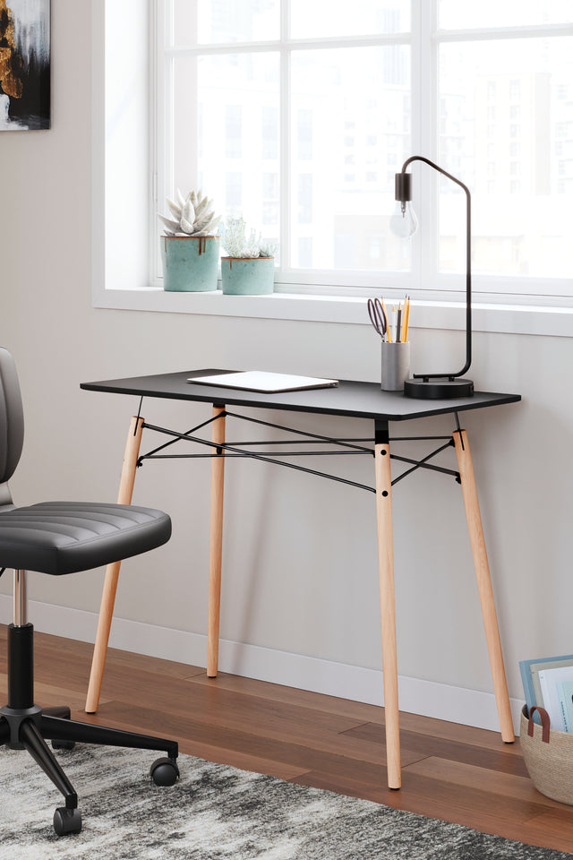 Tampa Furniture Outlet - Ashley Furniture - Jaspeni Office Desk - Home Office Desk / Black/Natural - H020-10