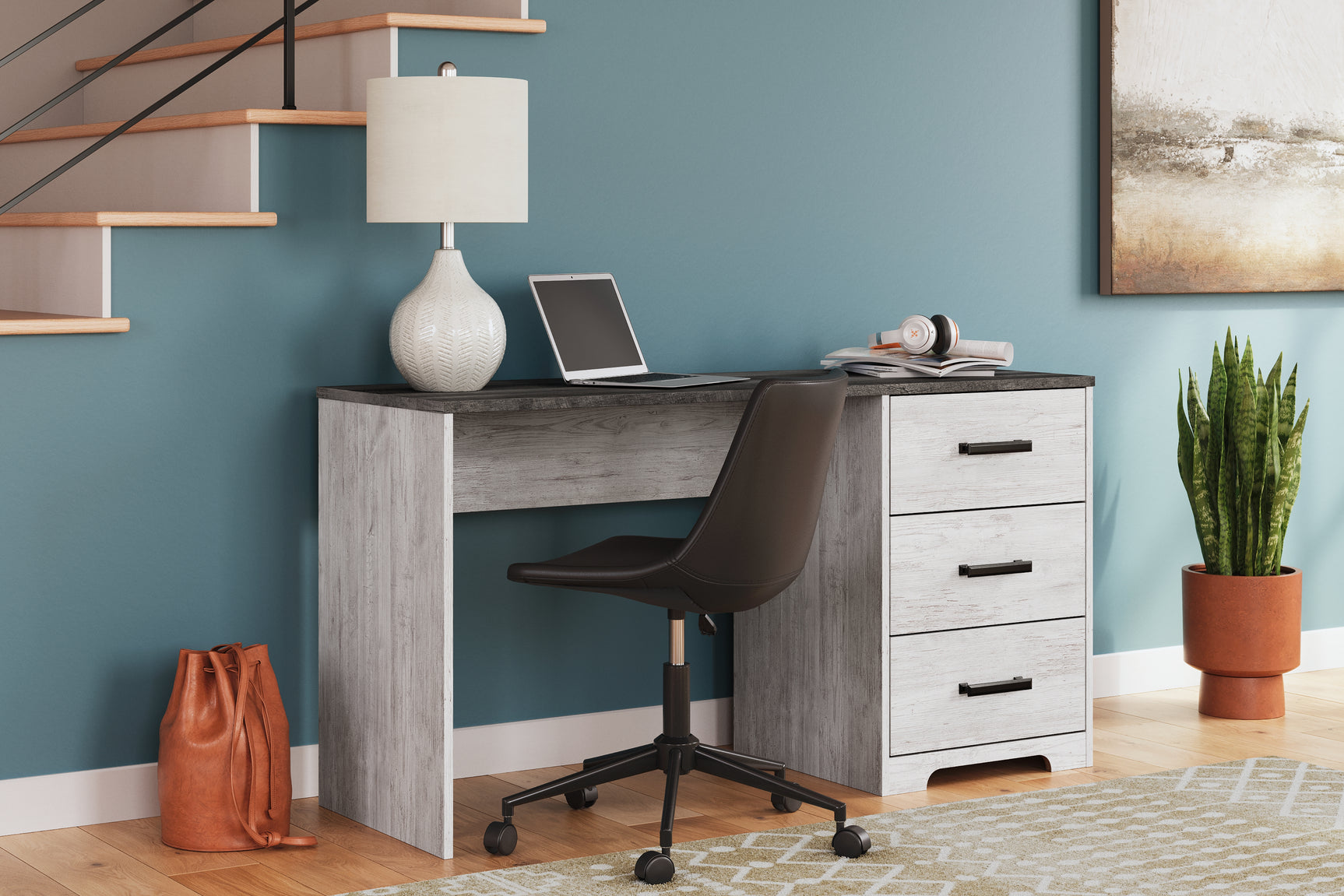 Tampa Furniture Outlet - Ashley Furniture - Shawburn Office Desk - Home Office Desk / White/Dark Charcoal Gray - H4121-34