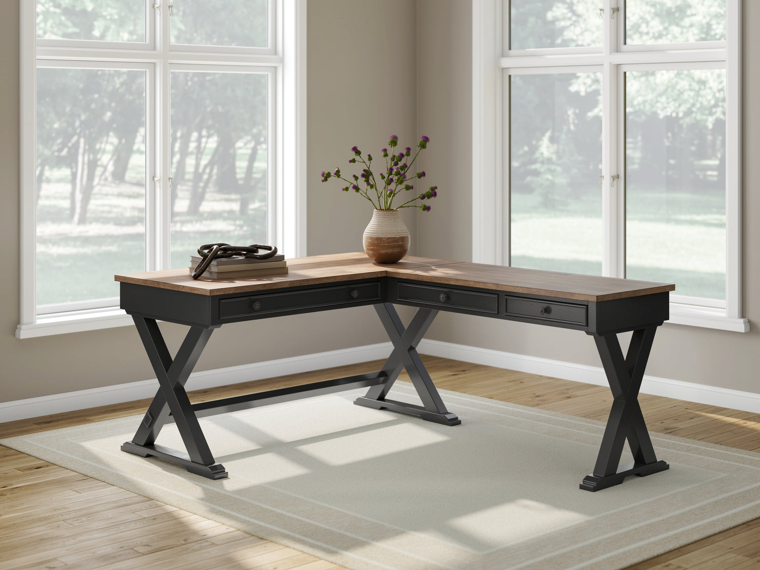 Tampa Furniture Outlet - Ashley Furniture - Wildenauer Office Desk - Home Office Desk / Brown/Black - H664H2