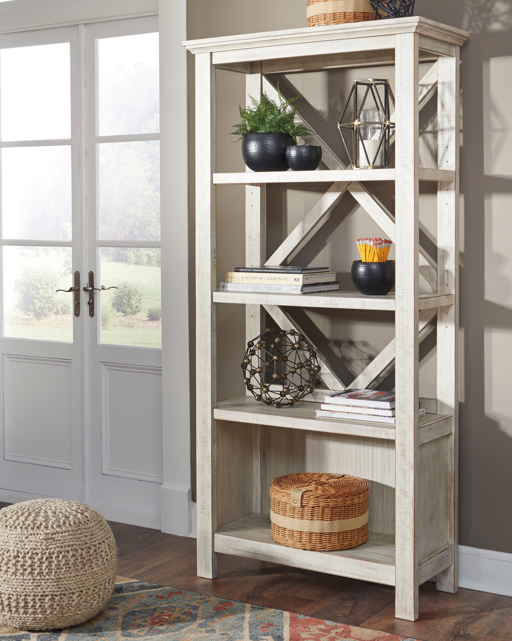 Tampa Furniture Outlet - Ashley Furniture - Carynhurst Bookcase - Large Bookcase / Whitewash - H755-17