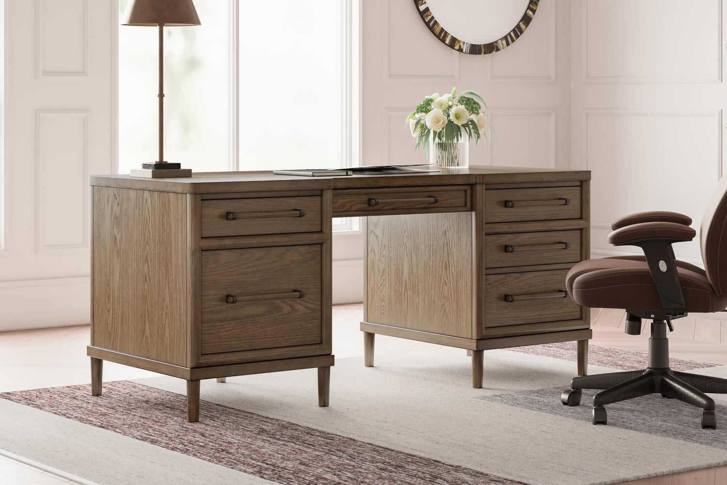 Tampa Furniture Outlet - Ashley Furniture - Roanhowe Office Desk - Home Office Desk / Brown - H769-21