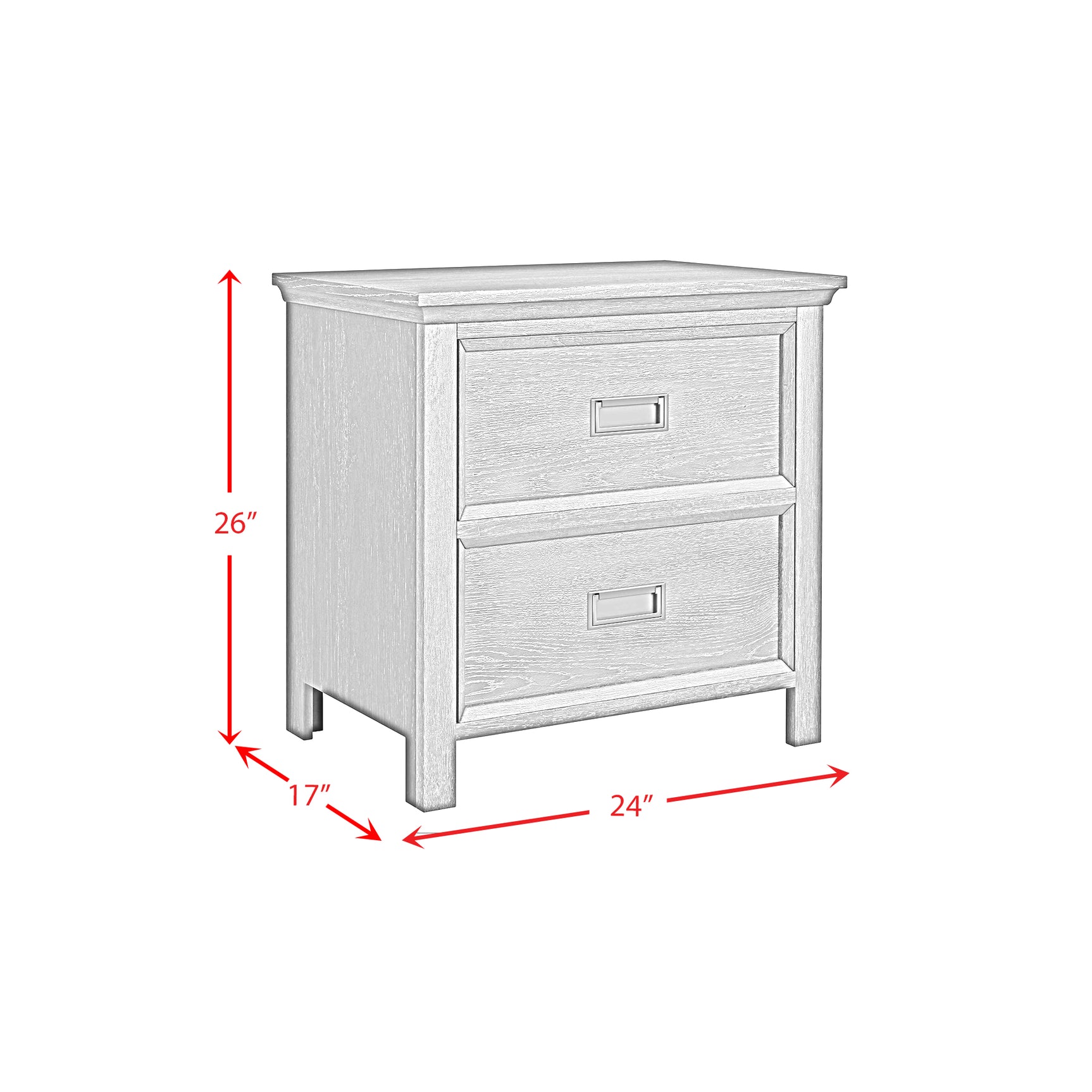 Hampton Kids 2-Drawer Nightstand with USB in White