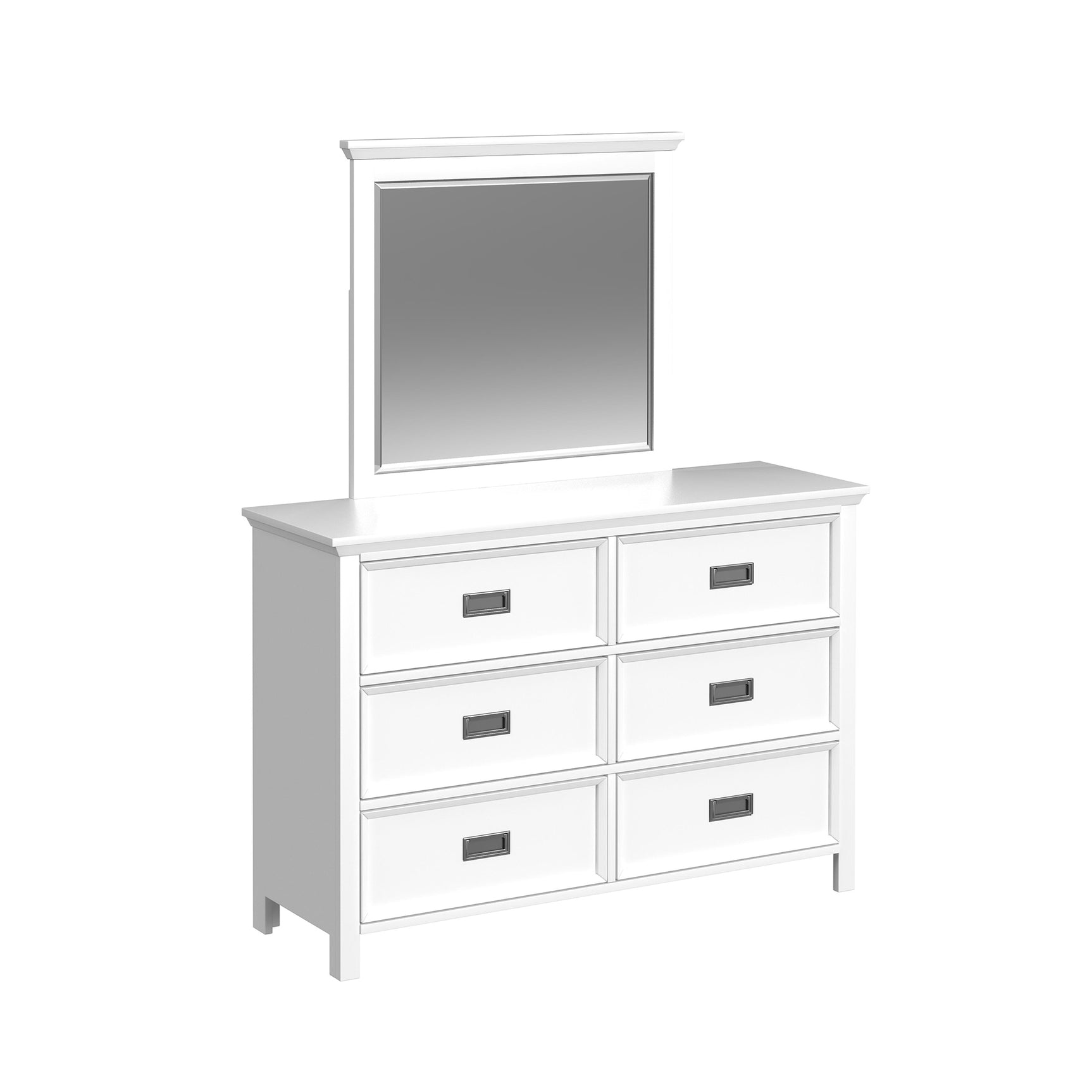 Hampton Kids Dresser and Mirror Set in White - Tampa Furniture Outlet