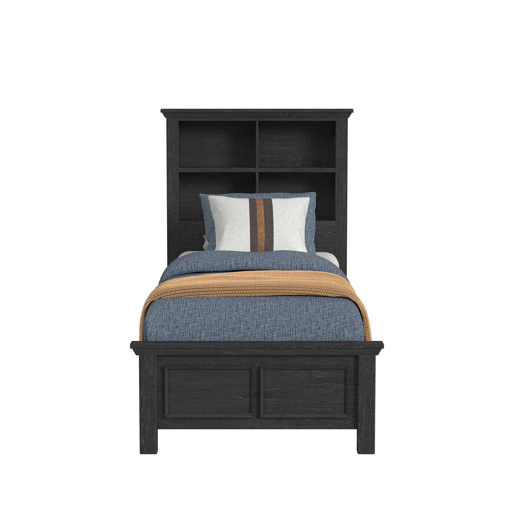 Hampton Kids Twin Bookcase Bed in Charcoal - Tampa Furniture Outlet