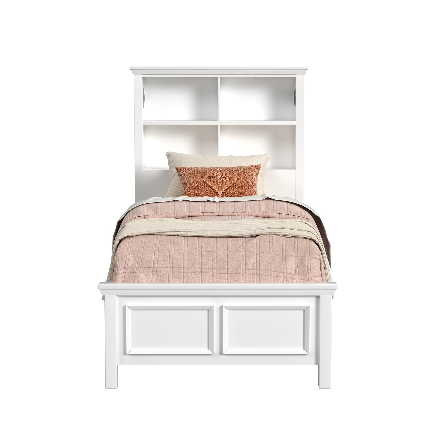 Hampton Kids Twin Bookcase Bed in White - Tampa Furniture Outlet