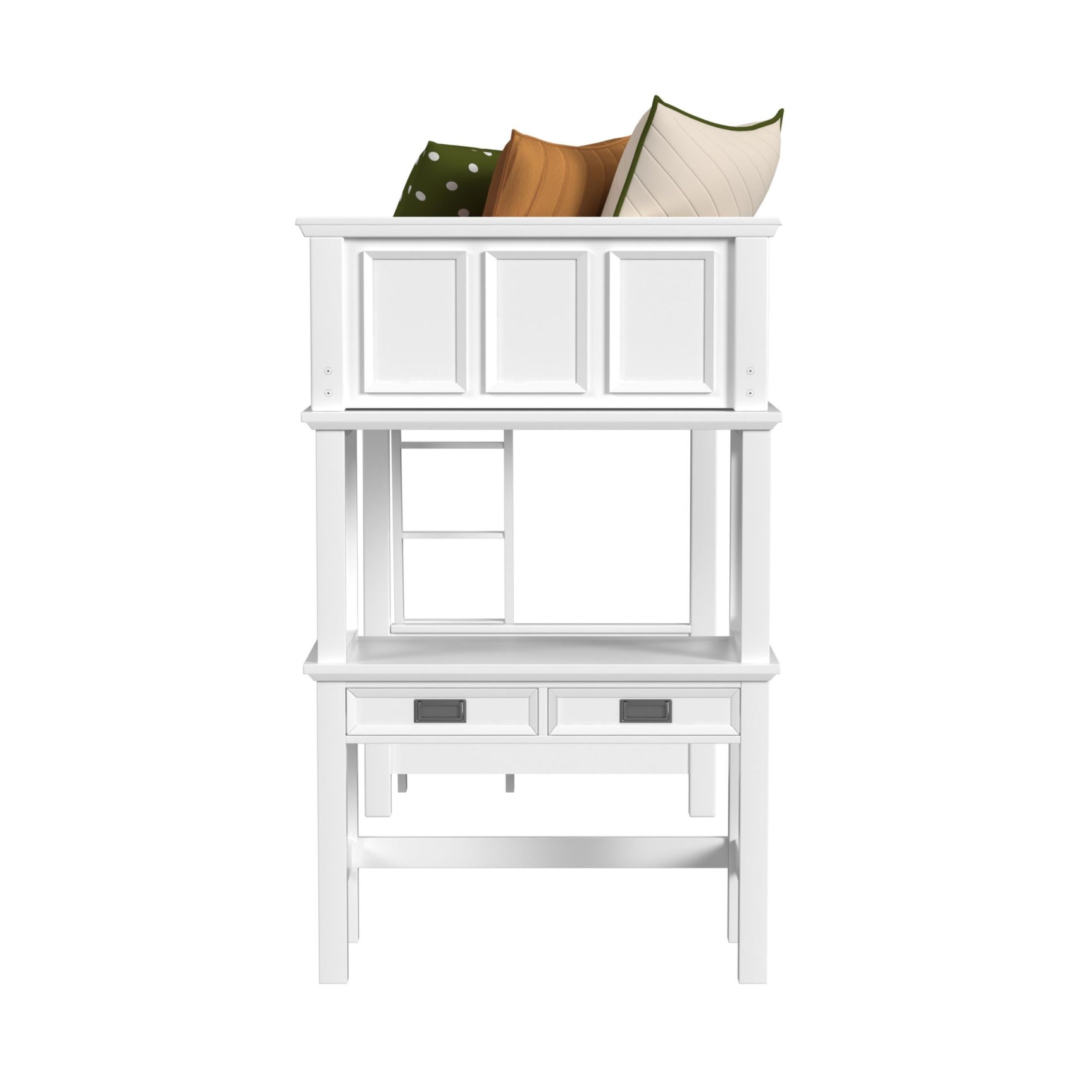 Hampton Kids Twin Loft with Ladder and Desk with Speaker in White - Tampa Furniture Outlet