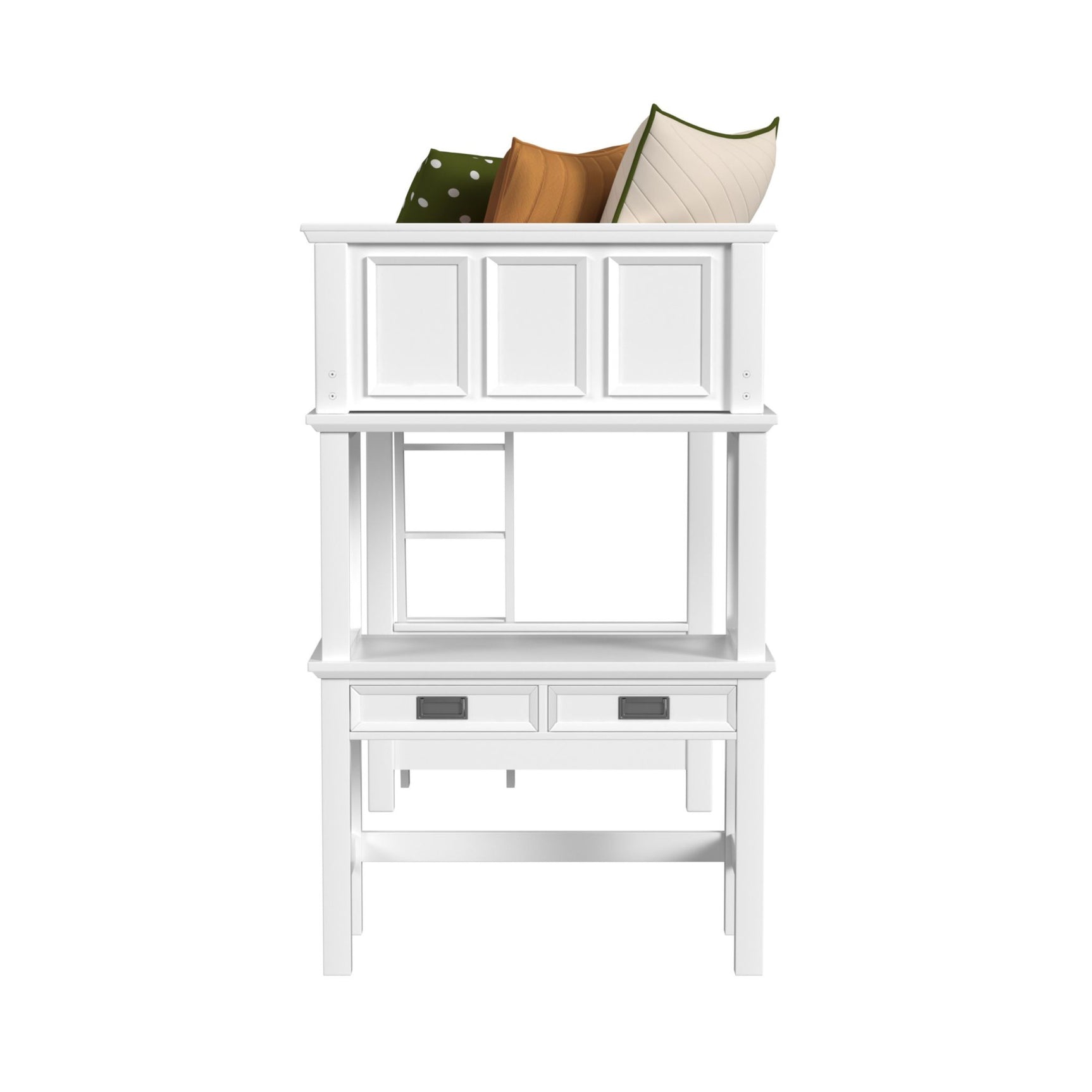 Hampton Kids Twin Loft with Ladder and Desk with Speaker in White