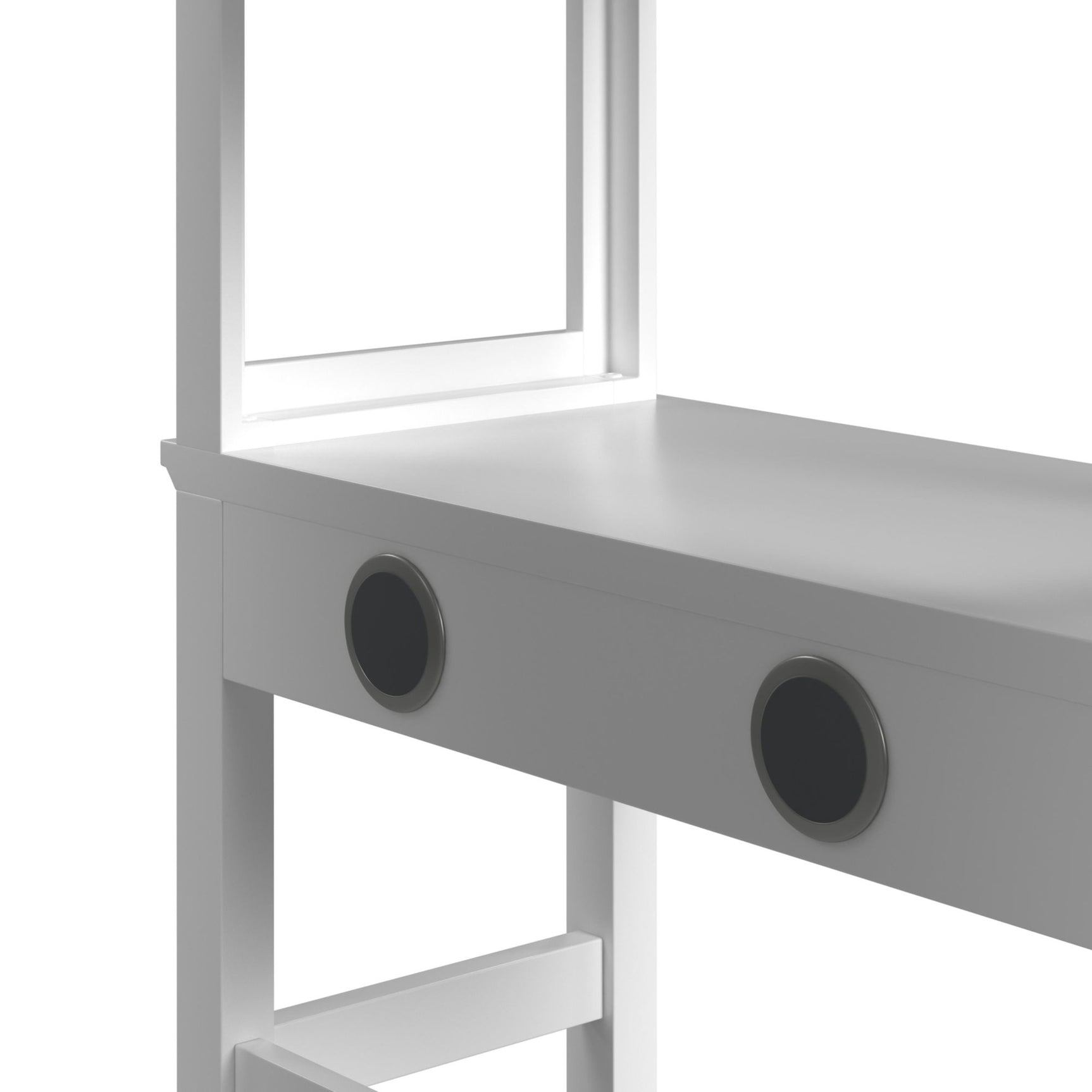 Hampton Kids Twin Loft with Ladder and Desk with Speaker in White - Tampa Furniture Outlet