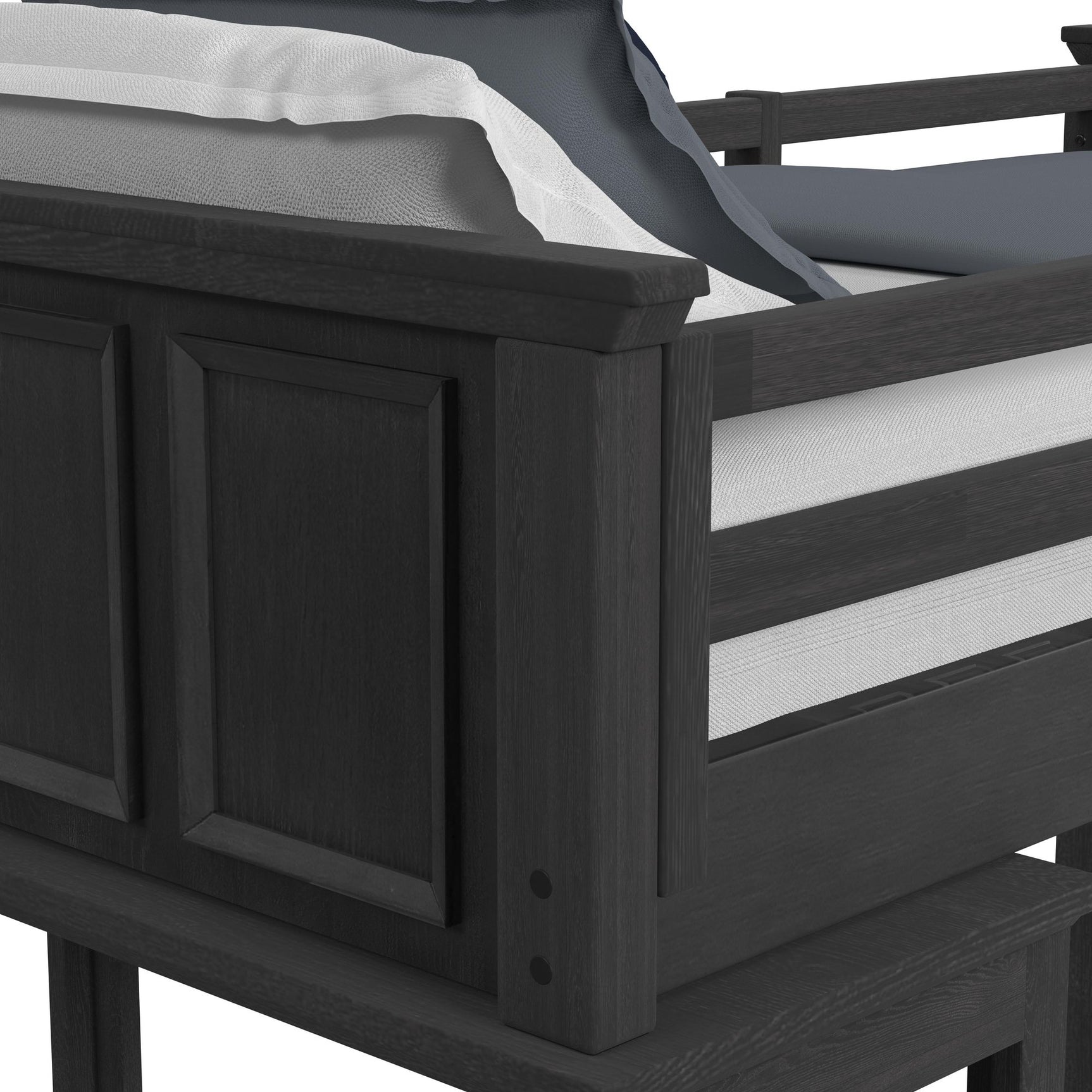Hampton Kids Twin Loft with Staircase and Desk with Speaker in Charcoal - Tampa Furniture Outlet