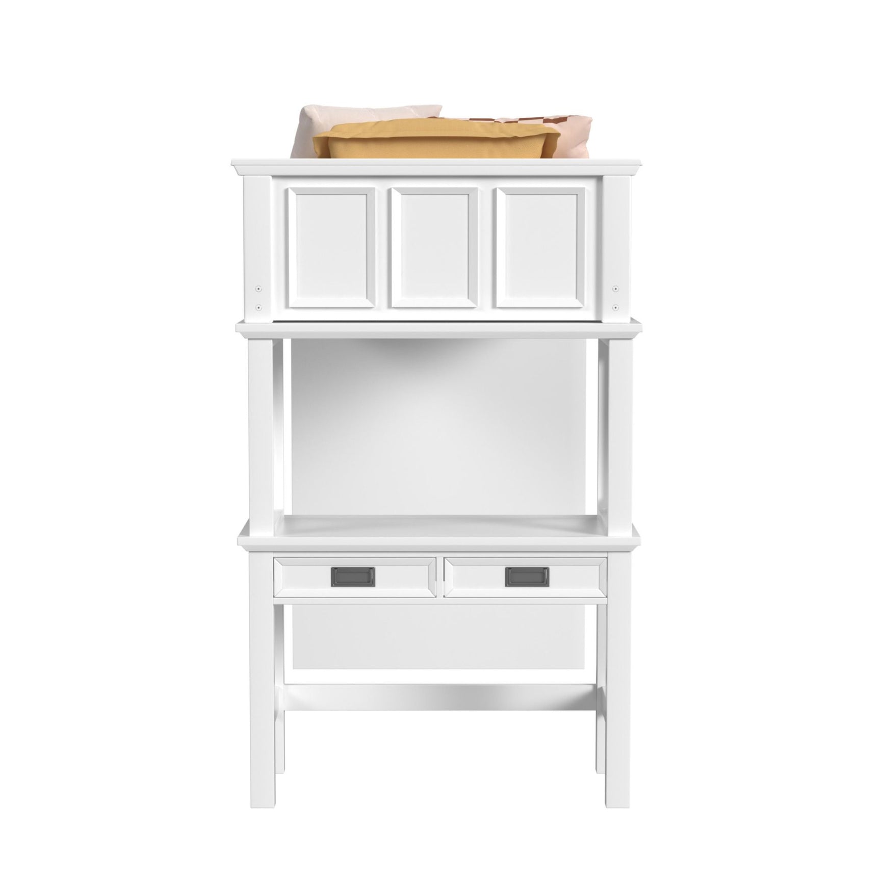 Hampton Kids Twin Loft with Staircase and Desk with Speaker in White
