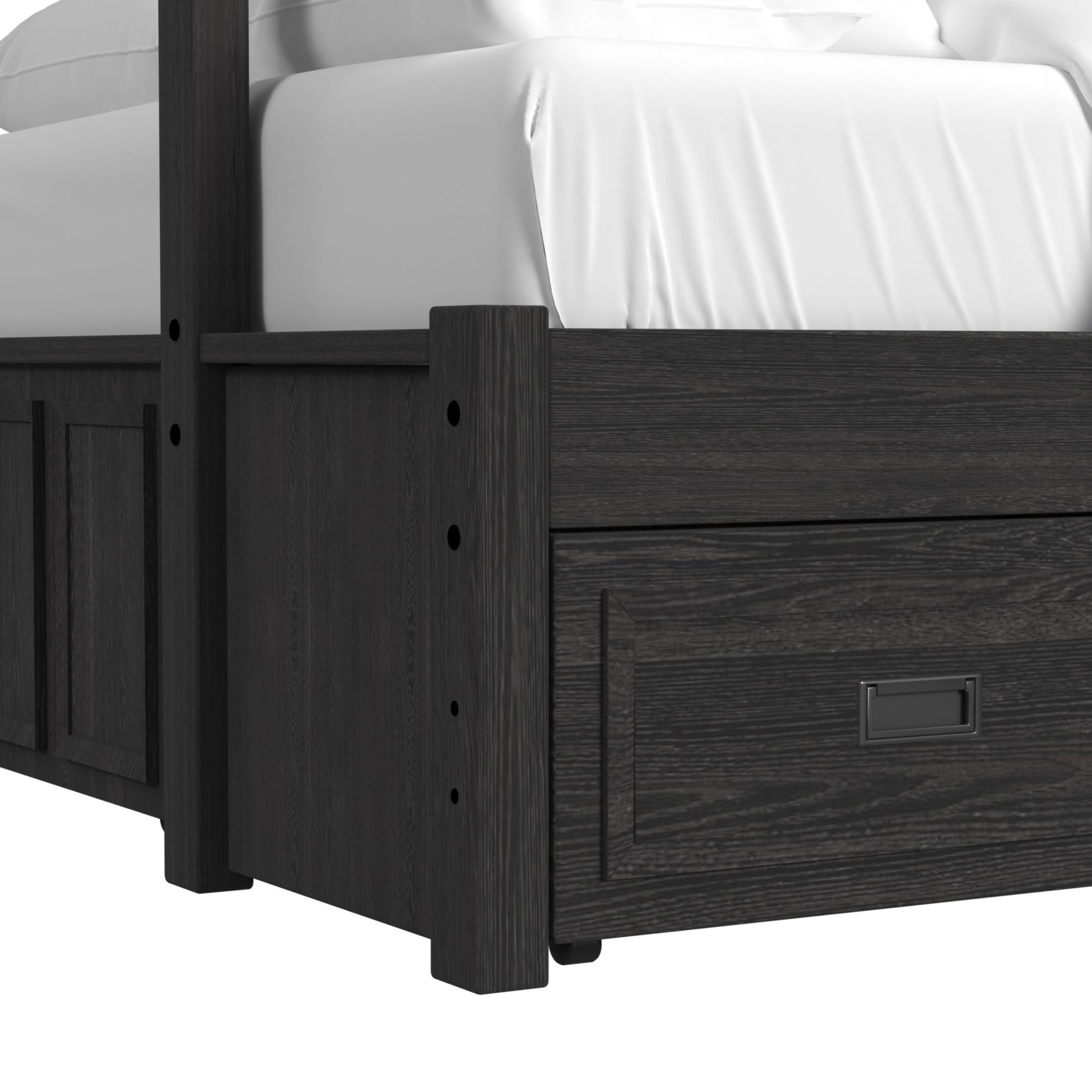 Hampton Kids Twin Over Full Bunk with Ladder and Trundle in Charcoal