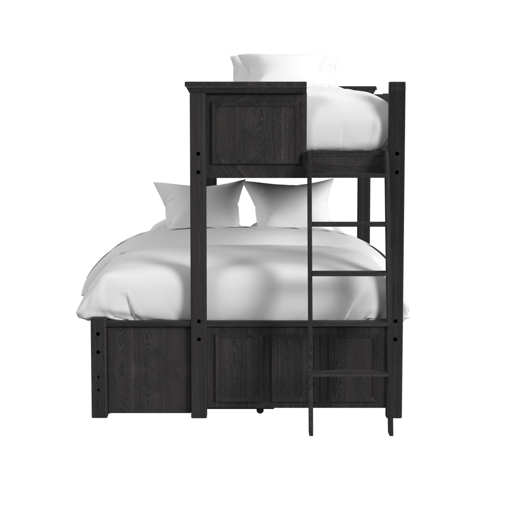 Hampton Kids Twin Over Full Bunk with Ladder and Trundle in Charcoal - Tampa Furniture Outlet