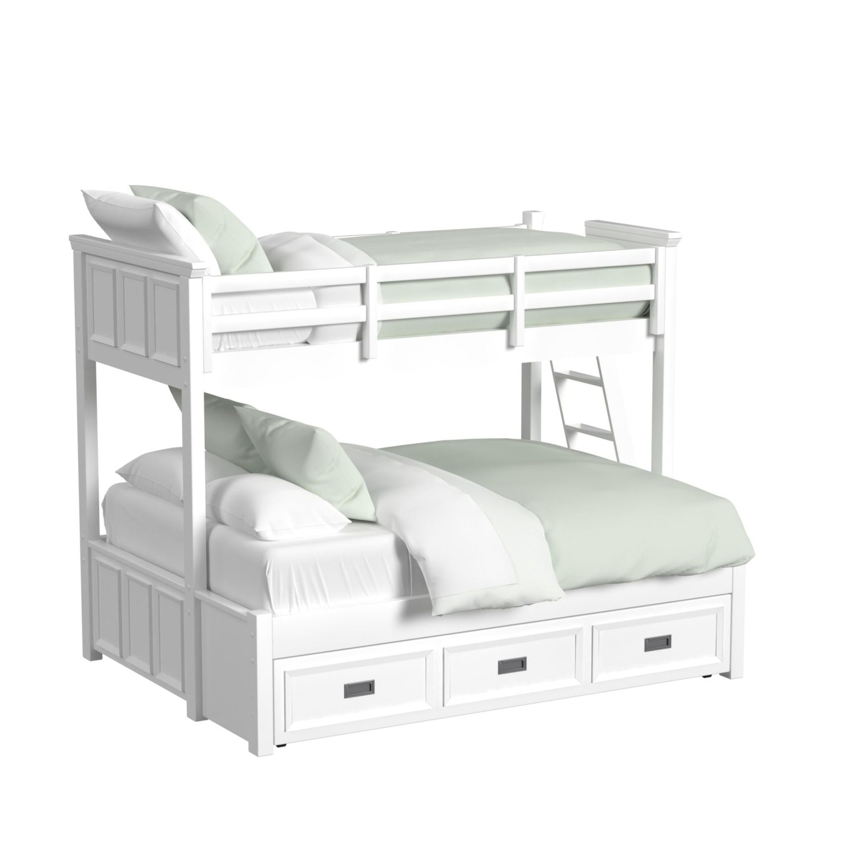 Hampton Kids Twin Over Full Bunk with Ladder and Trundle in White
