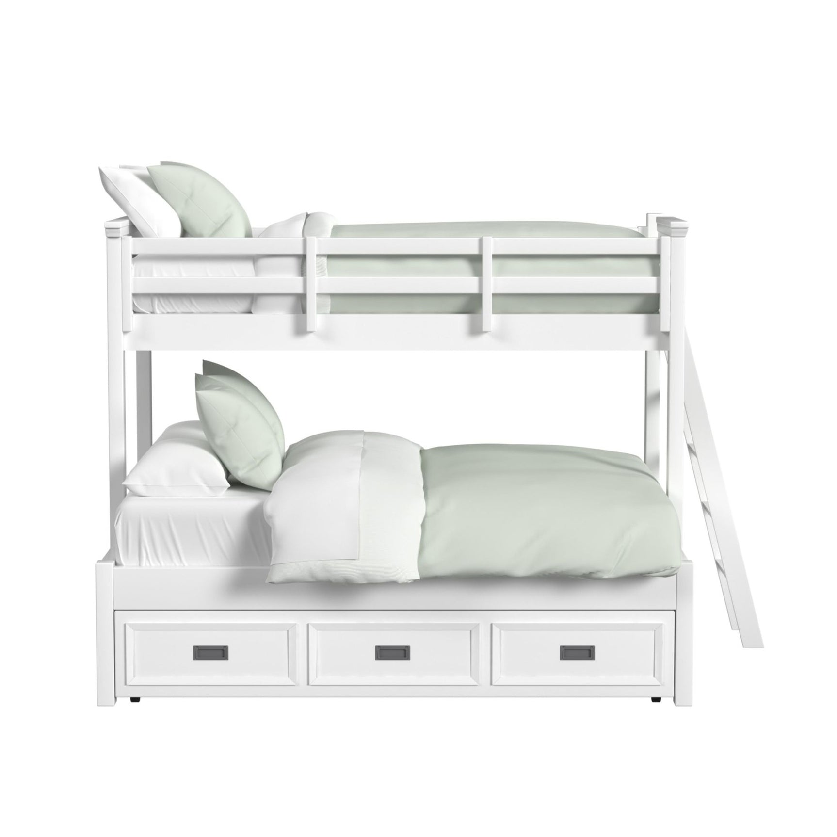 Hampton Kids Twin Over Full Bunk with Ladder and Trundle in White