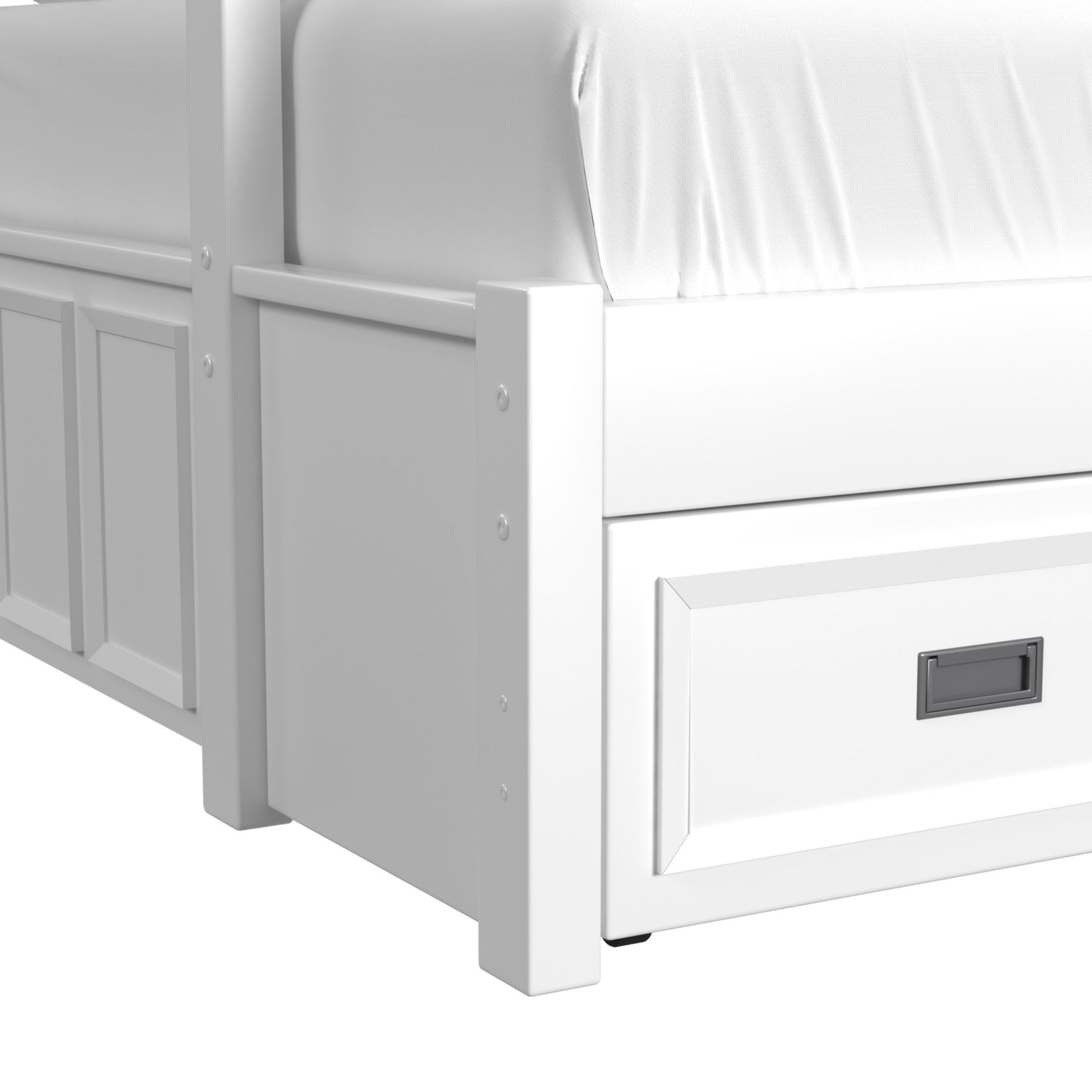Hampton Kids Twin Over Full Bunk with Ladder and Trundle in White
