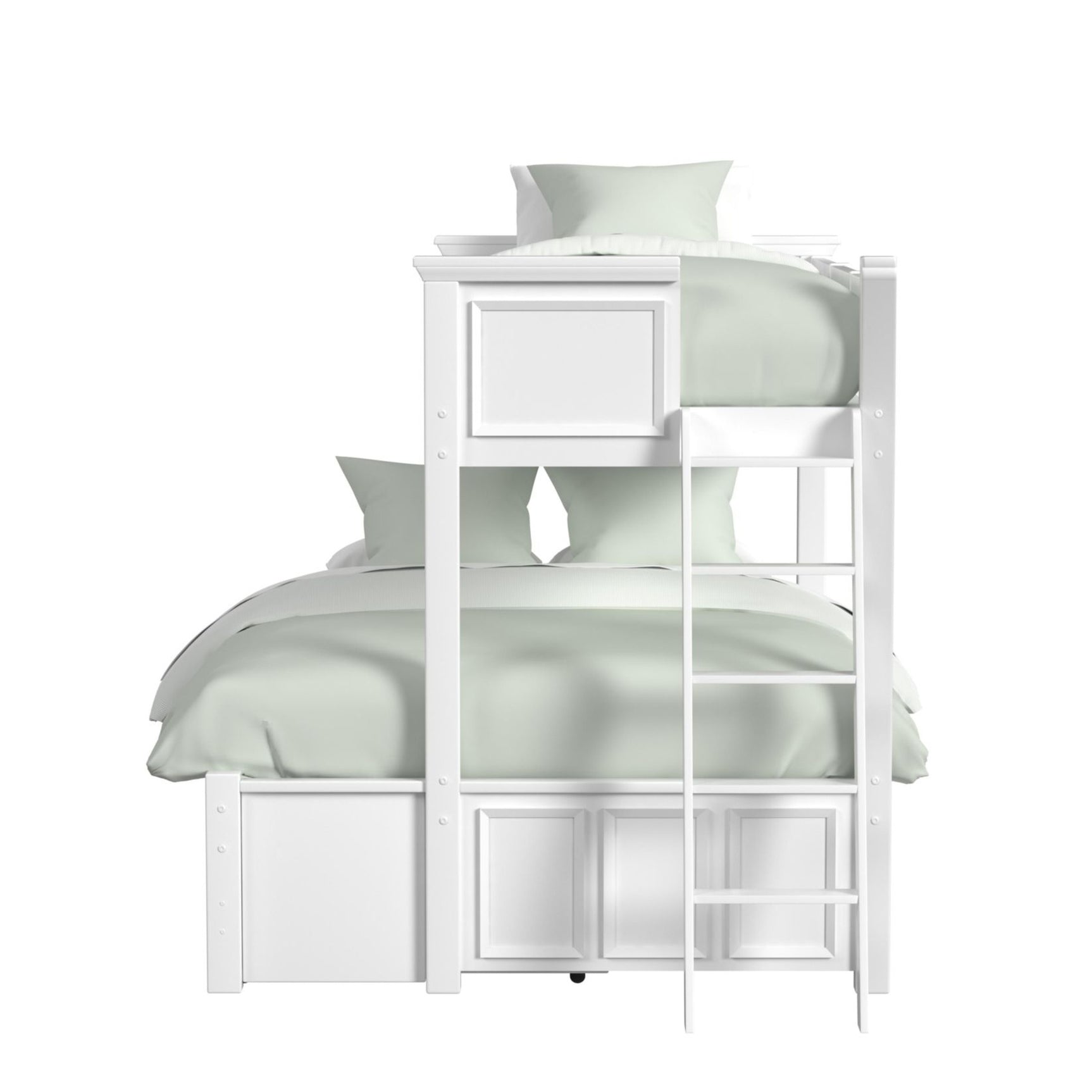 Hampton Kids Twin Over Full Bunk with Ladder and Trundle in White