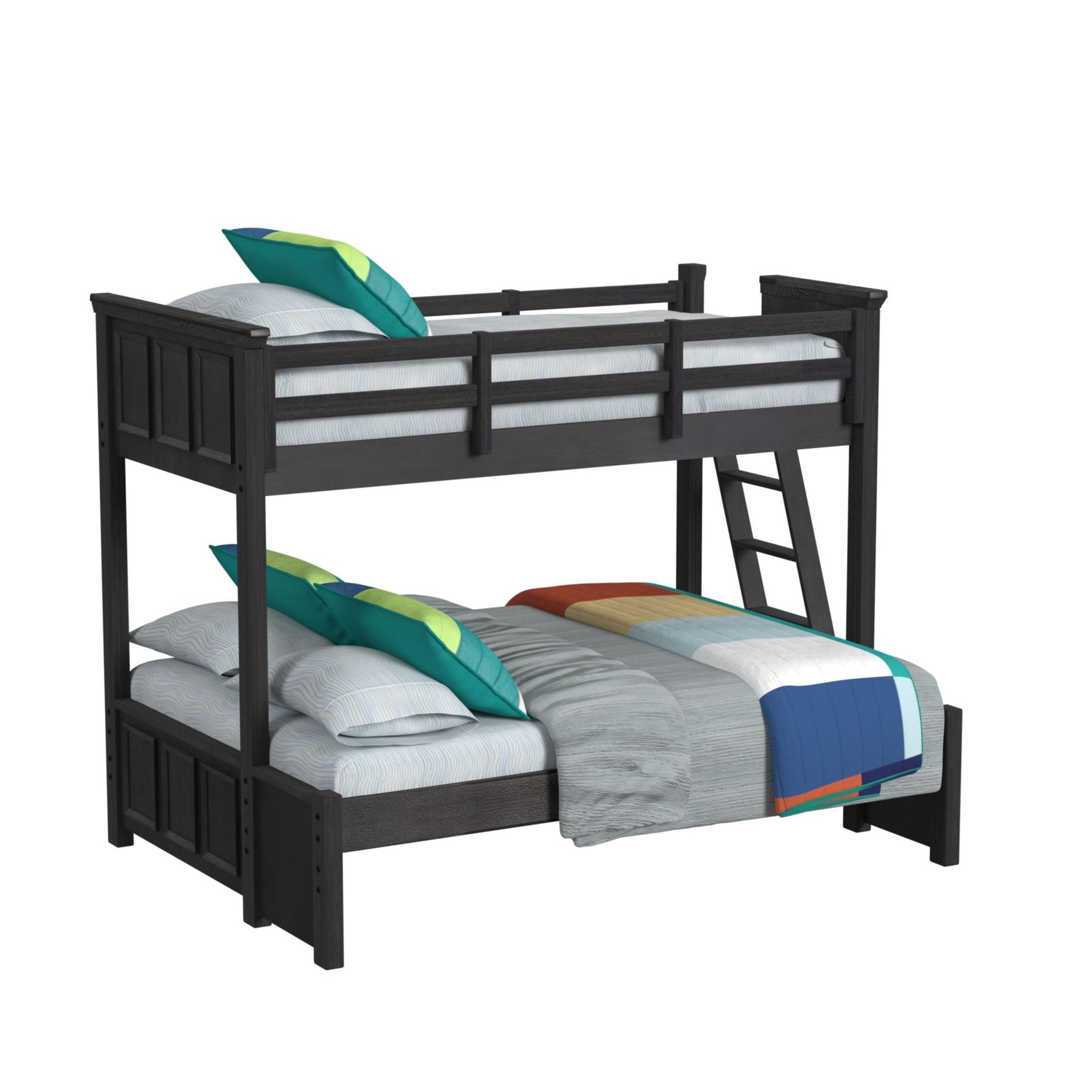 Hampton Kids Twin Over Full Bunk with Ladder in Charcoal