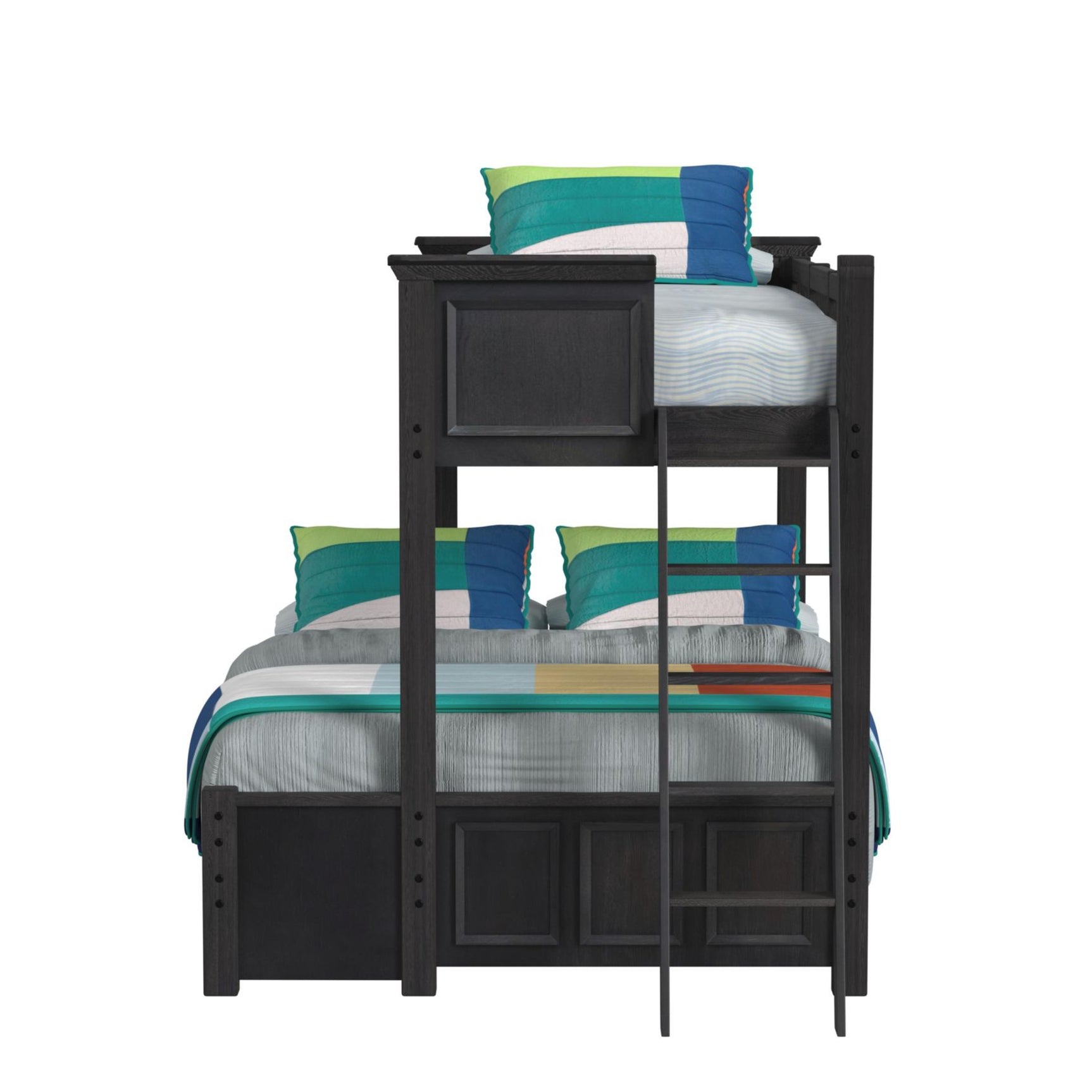 Hampton Kids Twin Over Full Bunk with Ladder in Charcoal