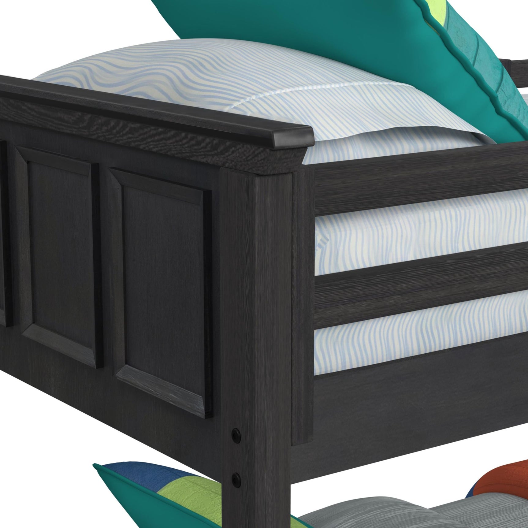 Hampton Kids Twin Over Full Bunk with Ladder in Charcoal