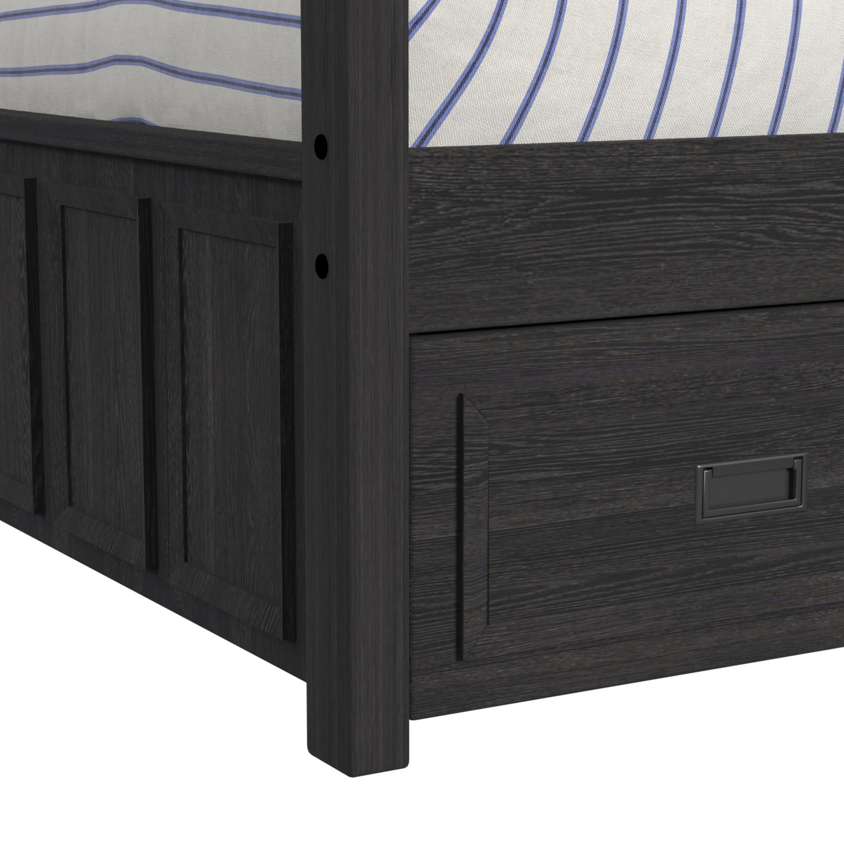 Hampton Kids Twin Over Twin Bunk with Ladder and Trundle in Charcoal