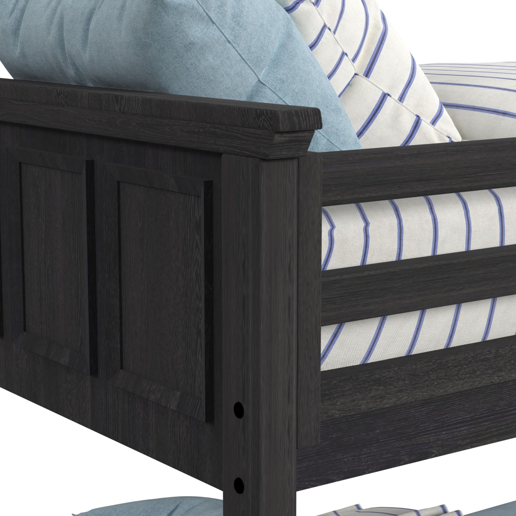 Hampton Kids Twin Over Twin Bunk with Ladder and Trundle in Charcoal